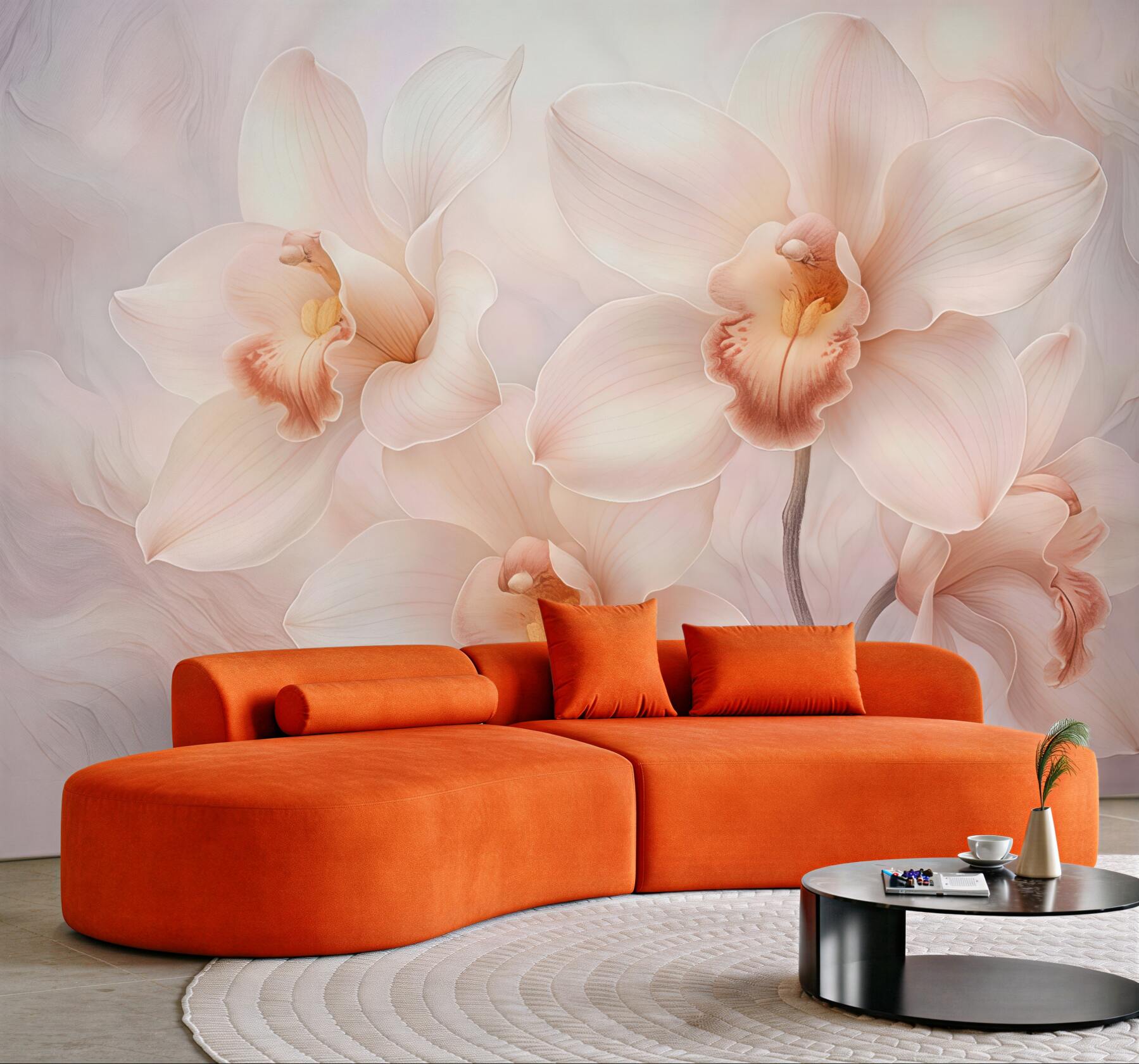 Fototapeta pudrowe orchidee w subtelnej elegancji