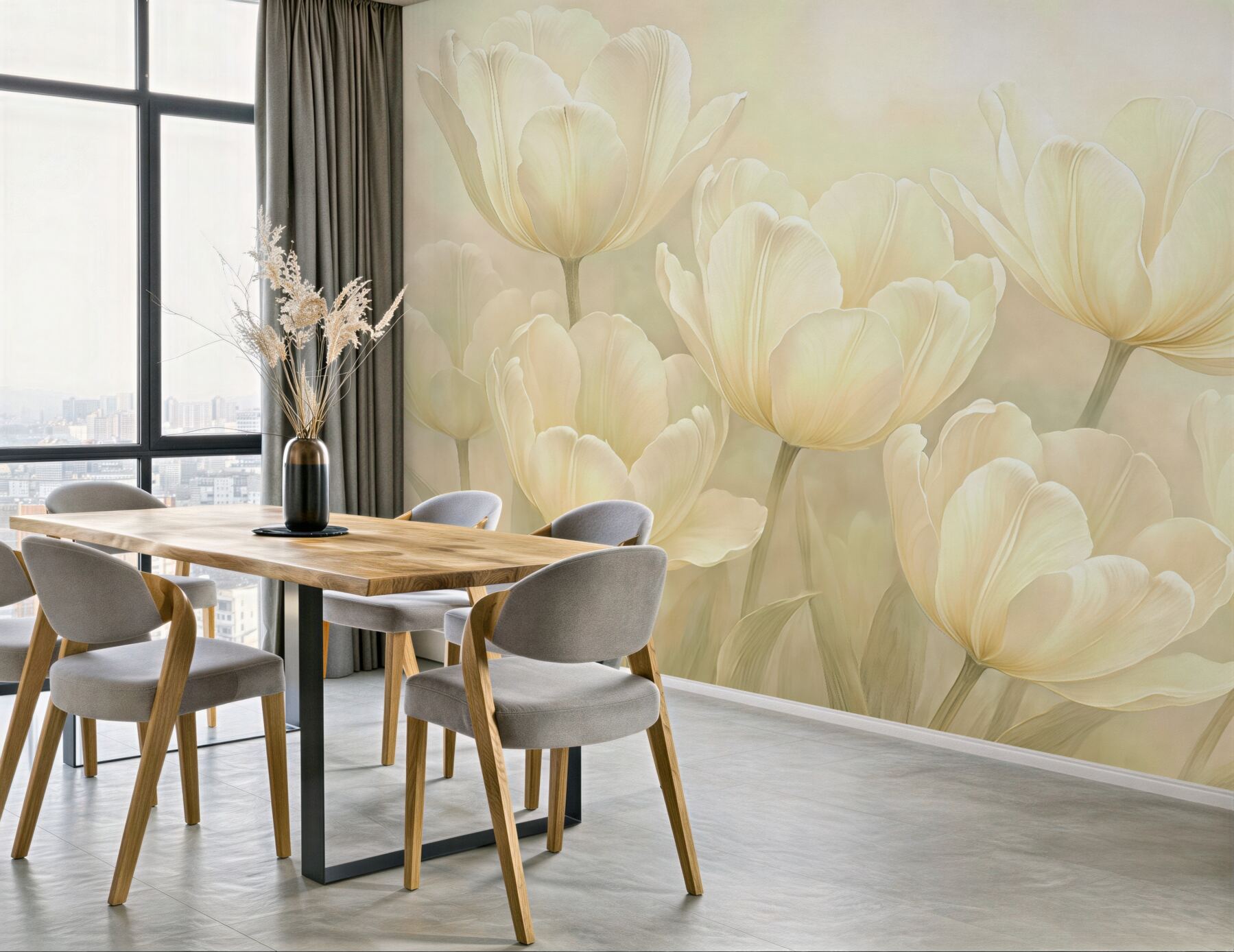 Fototapeta kremowe tulipany w miękkim świetle