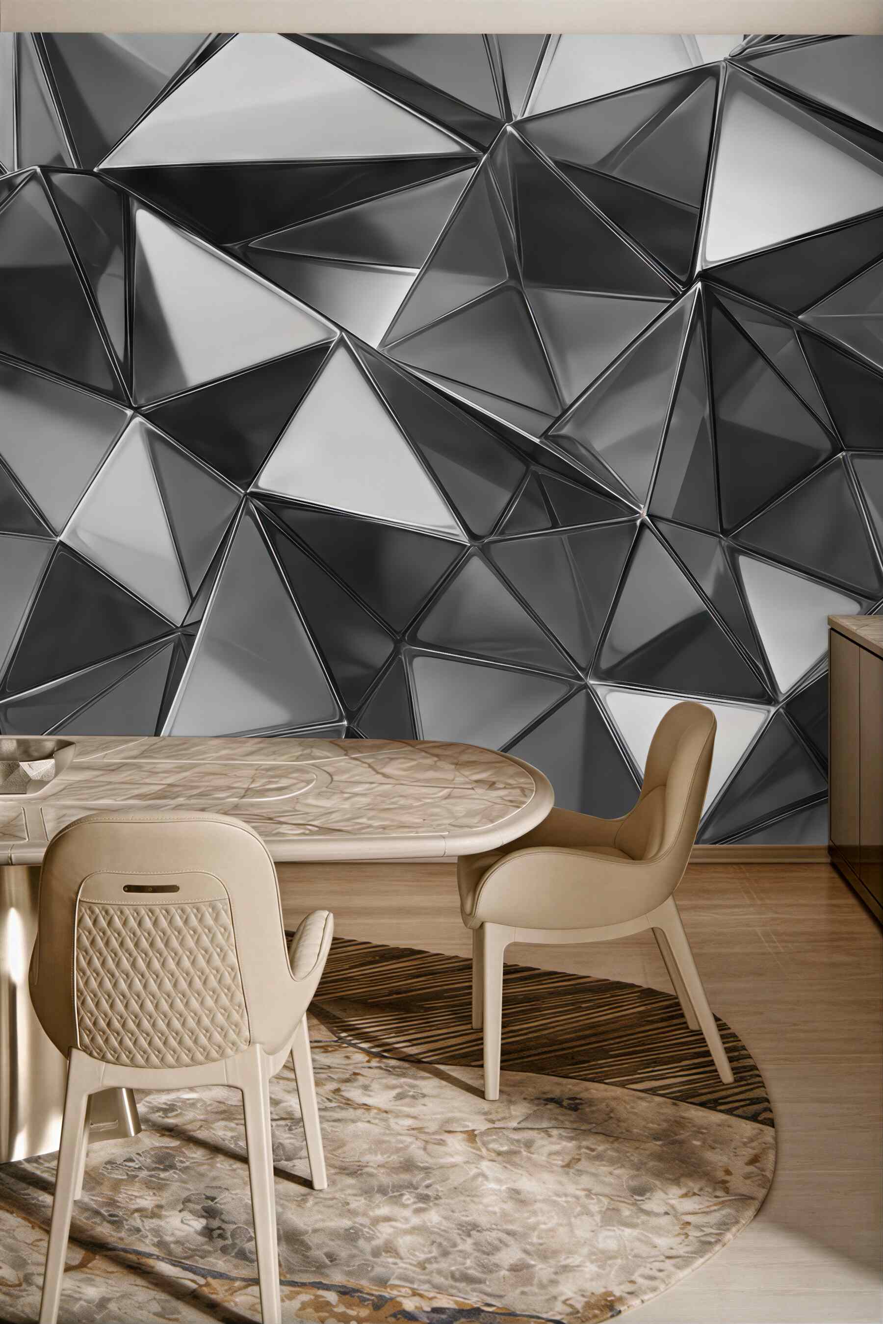 Fototapeta srebrna geometryczna mozaika 3d