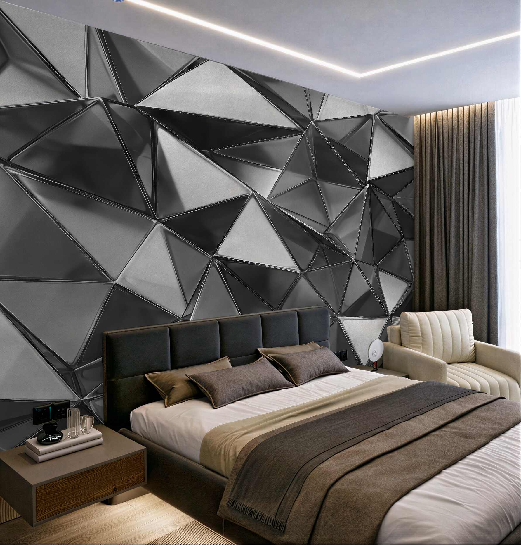 Fototapeta srebrna geometryczna mozaika 3d