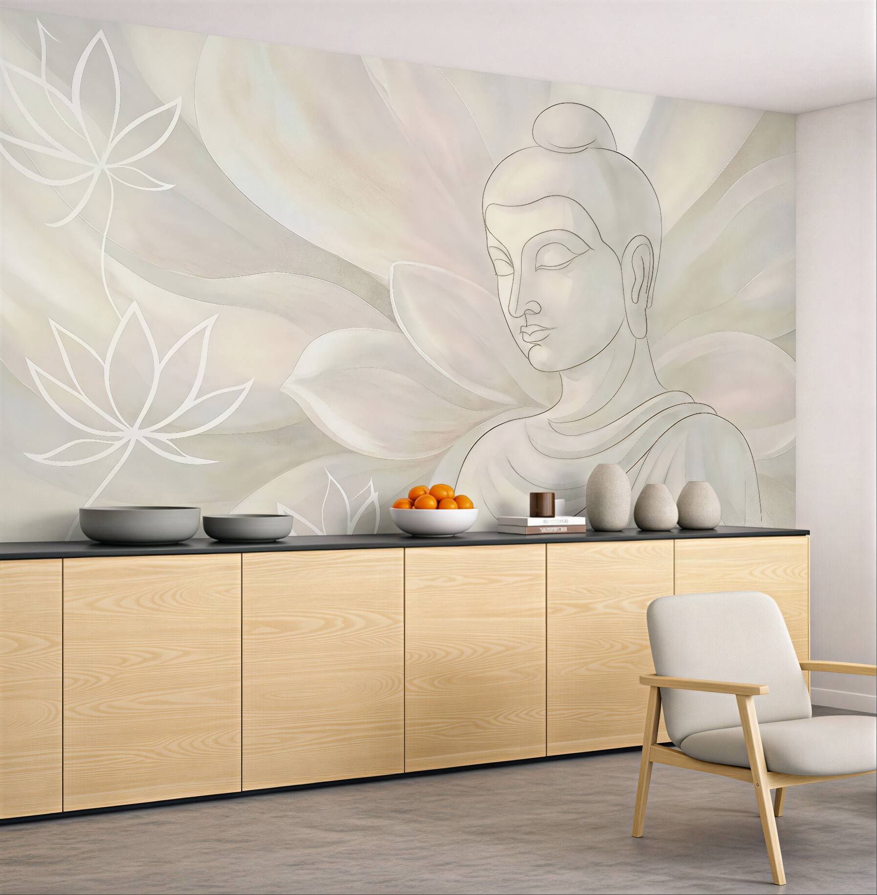 Fototapeta pastelowy budda z lotosami
