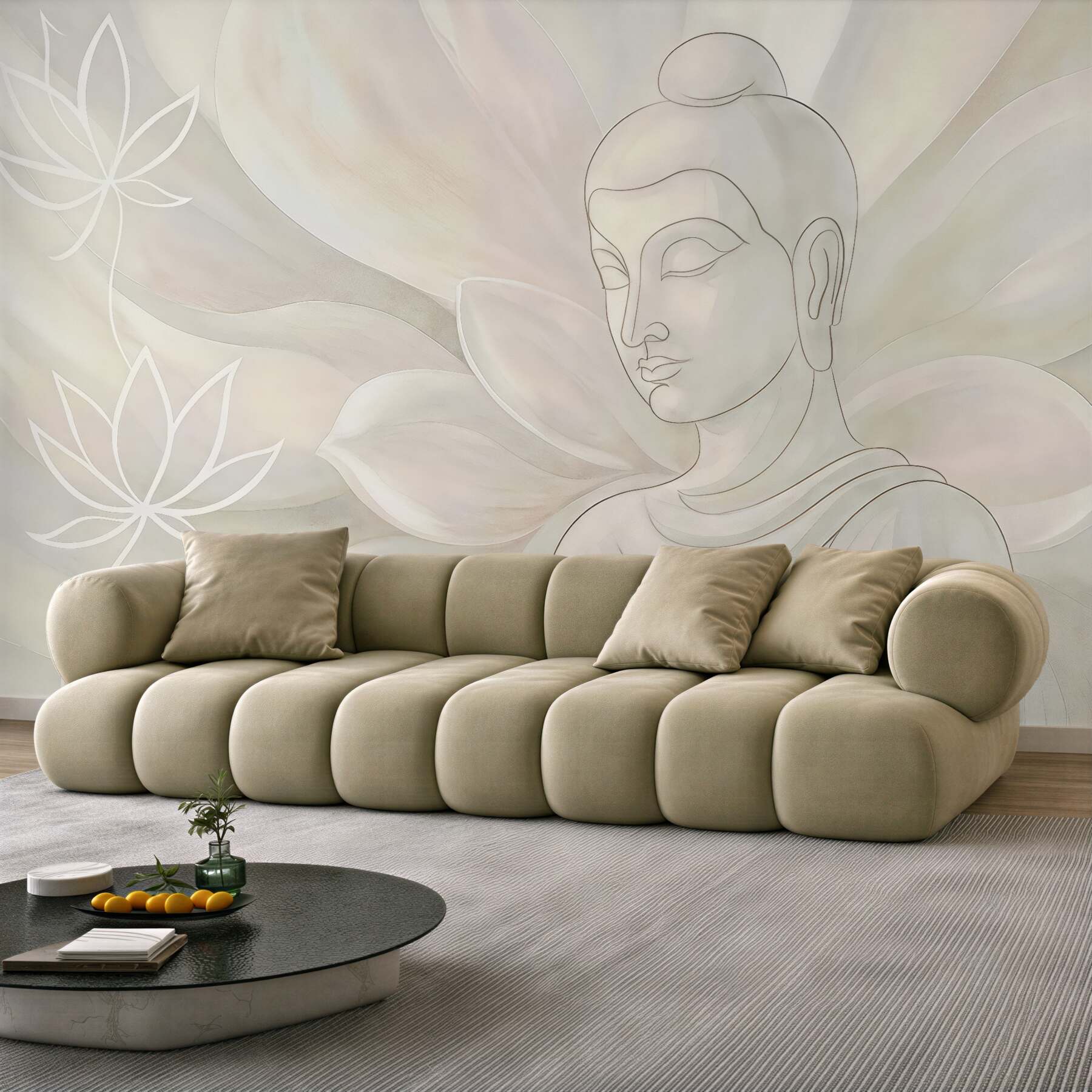 Fototapeta pastelowy budda z lotosami