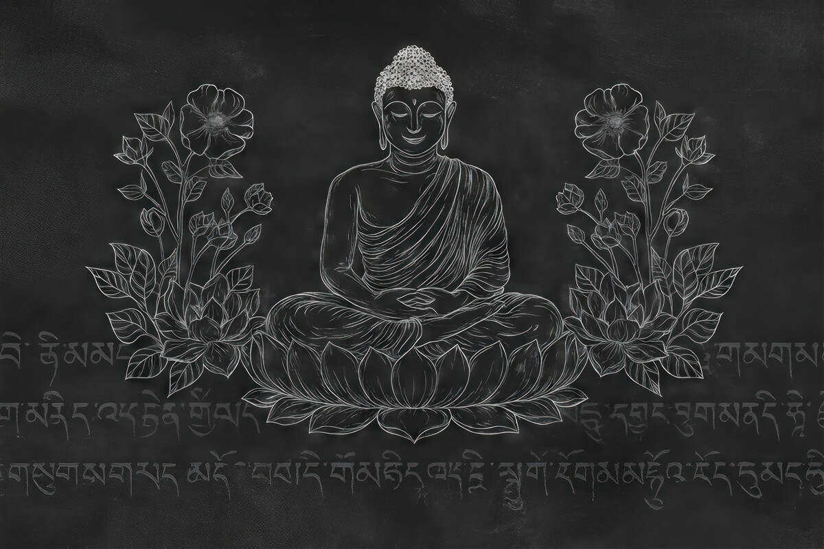 Fototapeta ciemny budda na lotosie