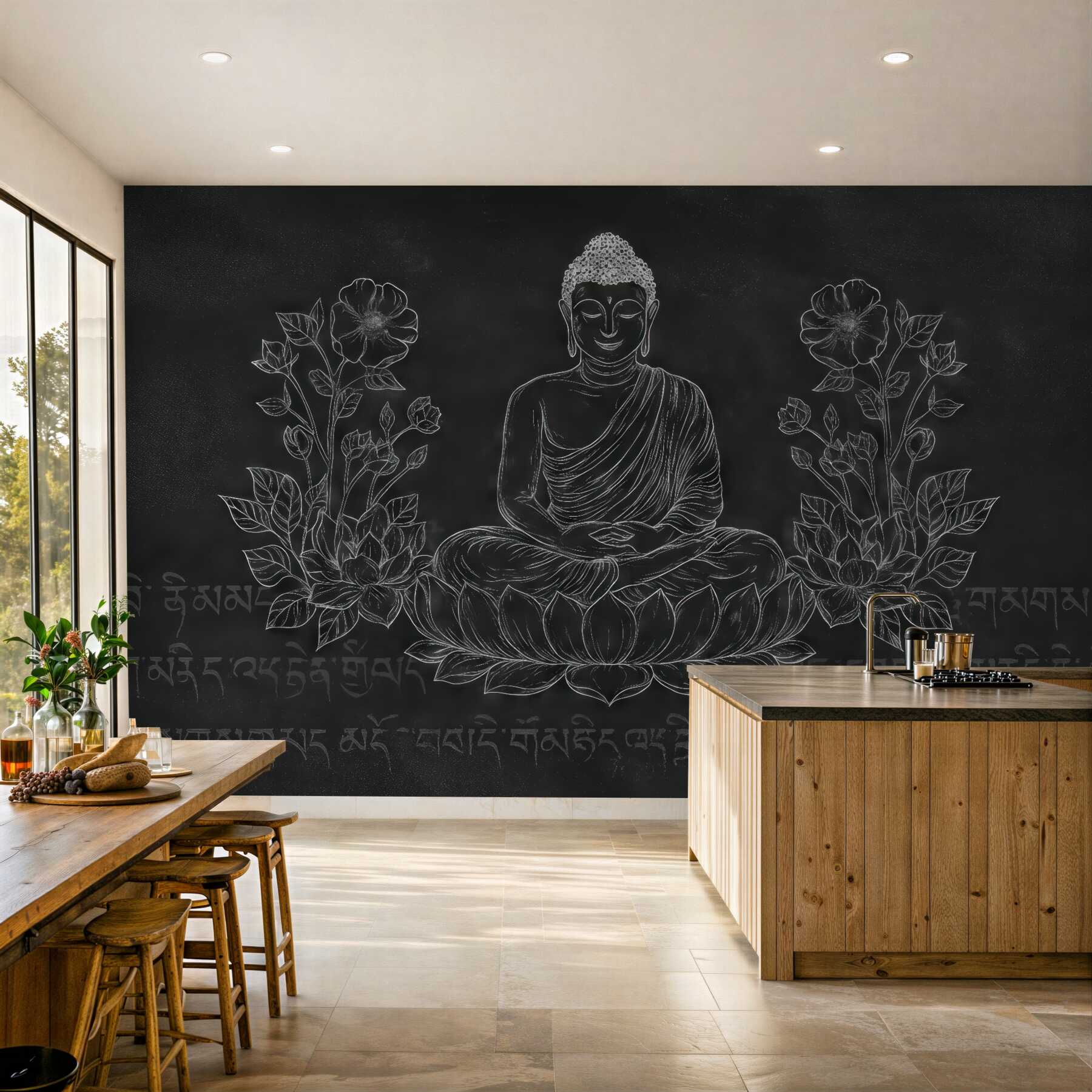 Fototapeta ciemny budda na lotosie