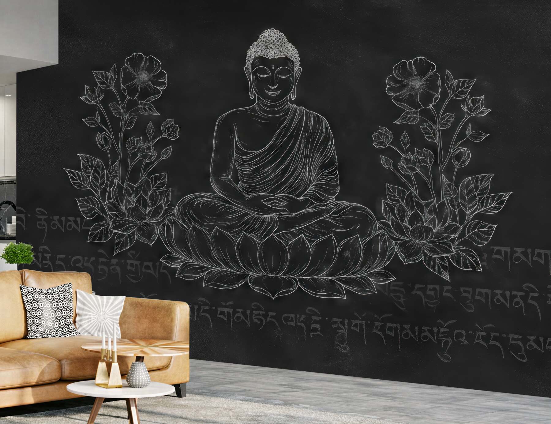 Fototapeta ciemny budda na lotosie
