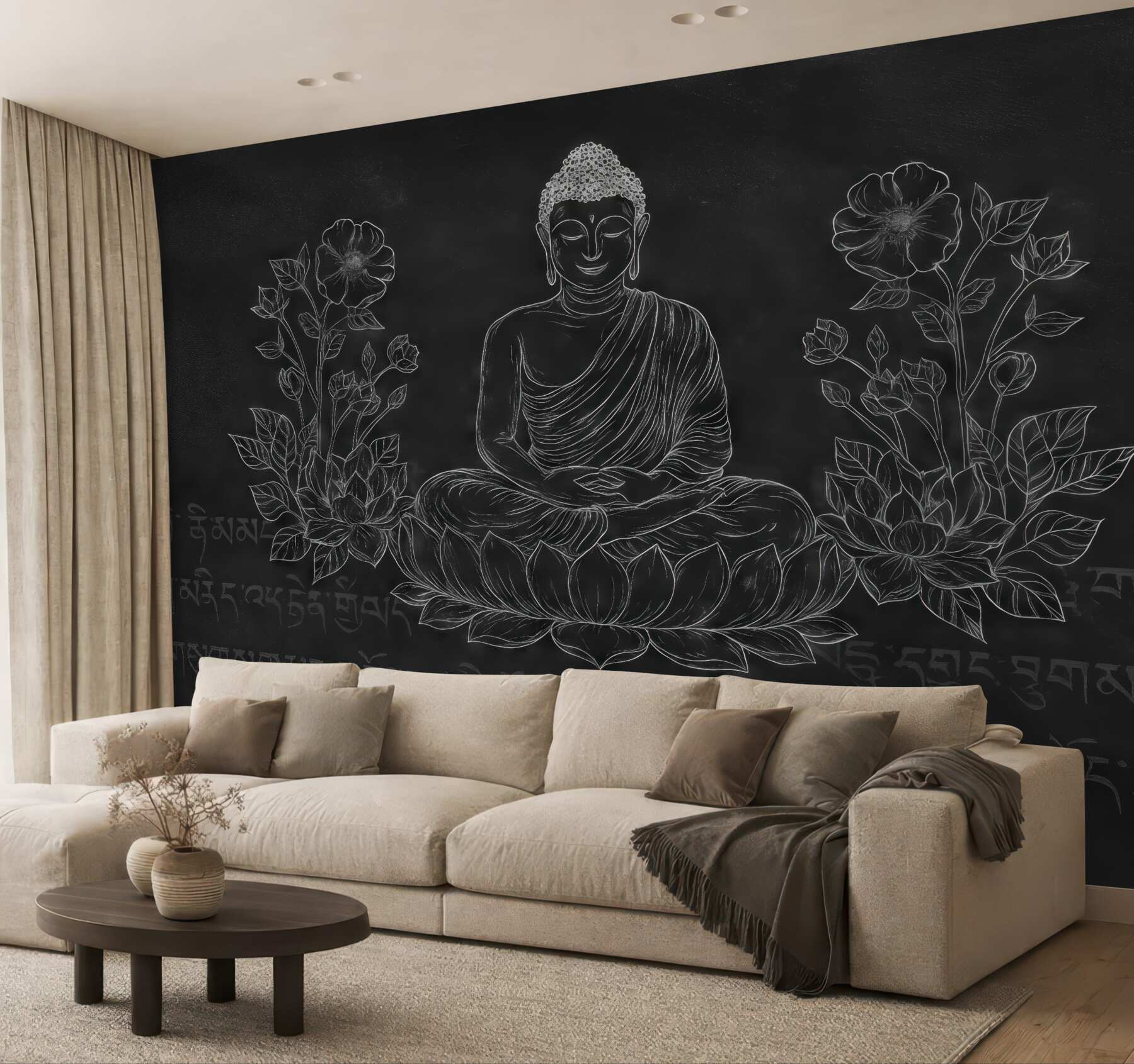 Fototapeta ciemny budda na lotosie