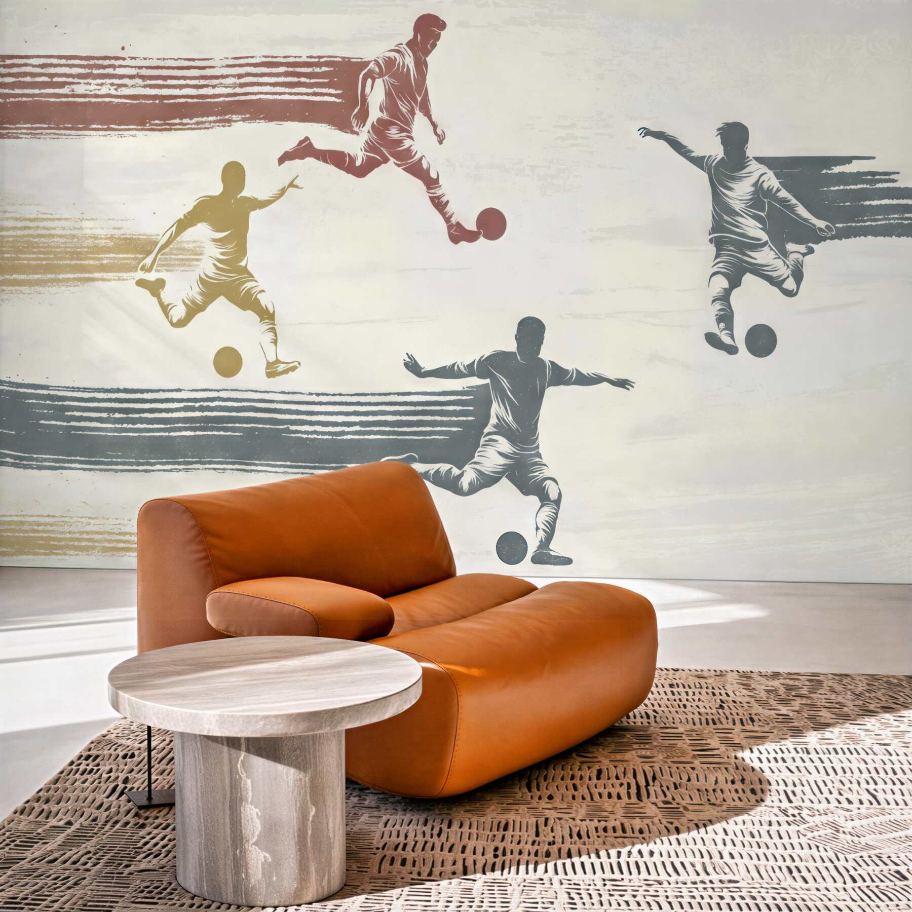 Fototapeta dynamiczni piłkarze w stylu retro