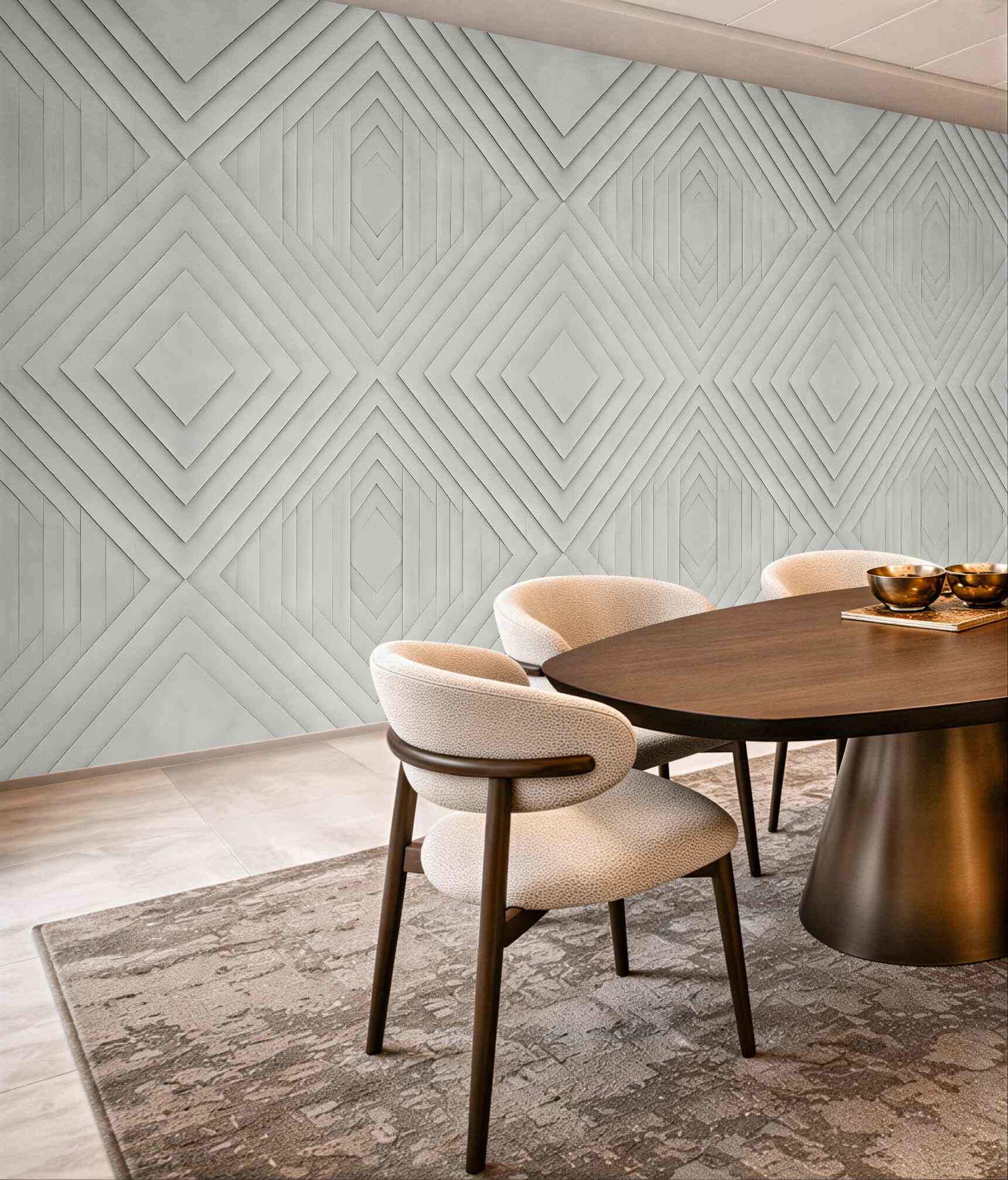 Fototapeta geometryczne diamenty w subtelnej bieli