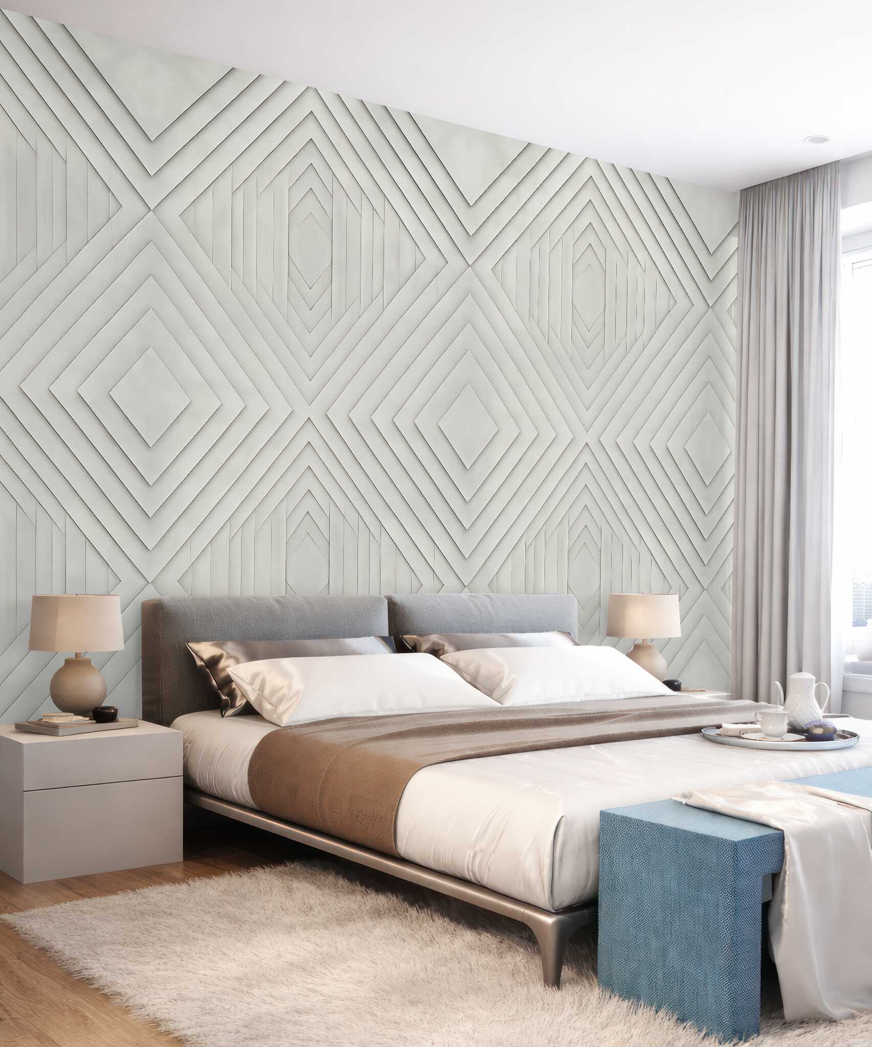 Fototapeta geometryczne diamenty w subtelnej bieli