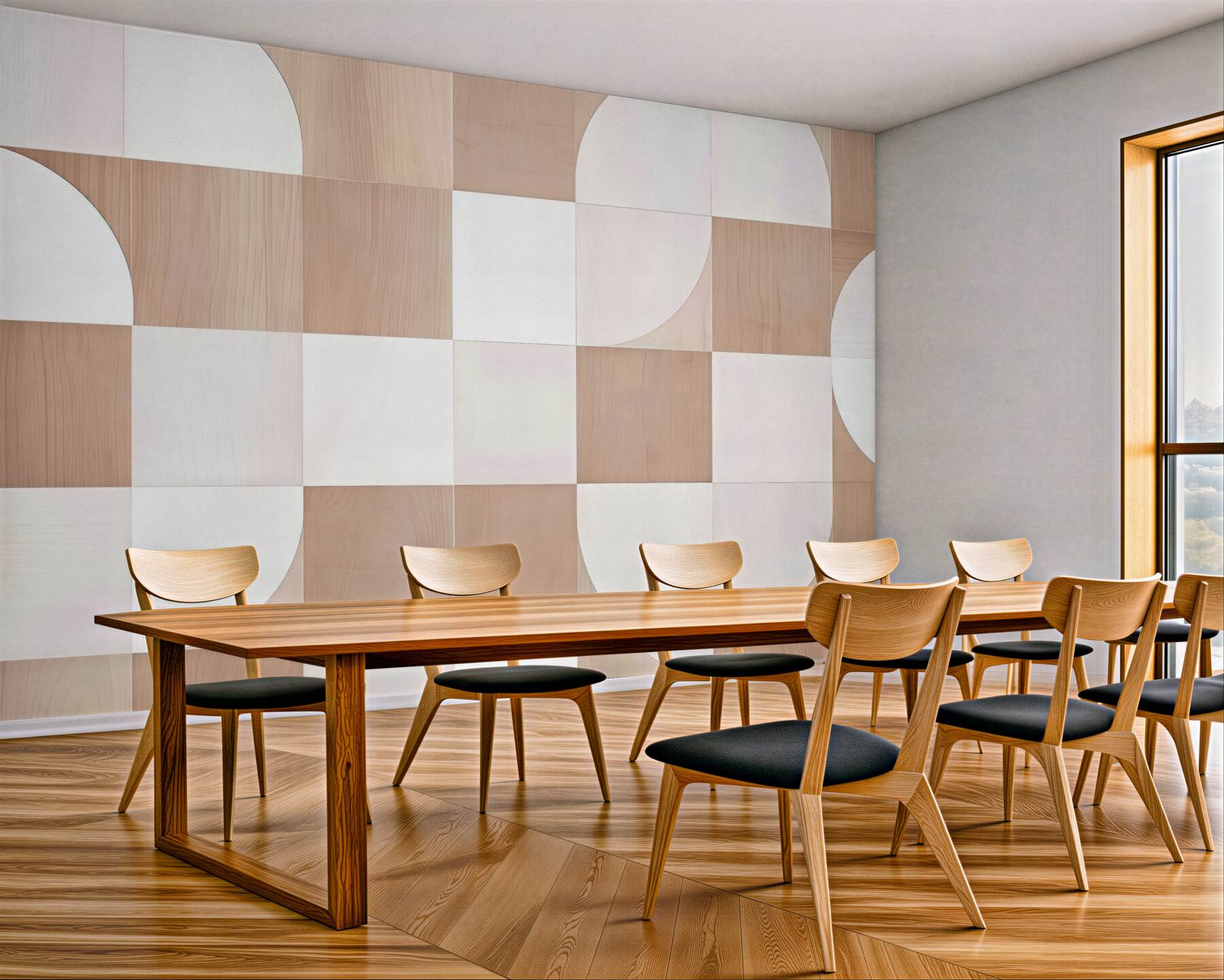 Fototapeta geometryczna harmonia drewna i bieli
