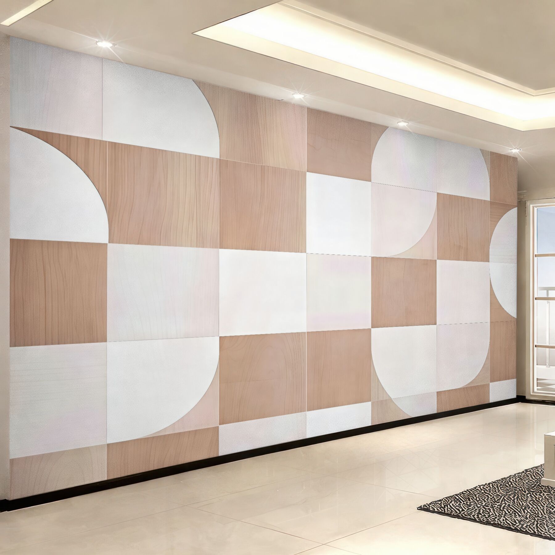 Fototapeta geometryczna harmonia drewna i bieli