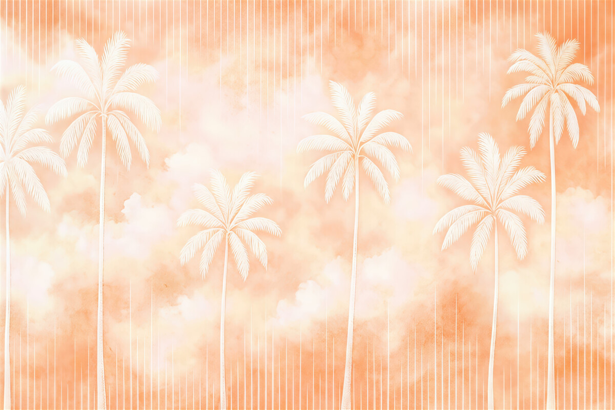 Fototapeta pastelowe palmy w chmurach