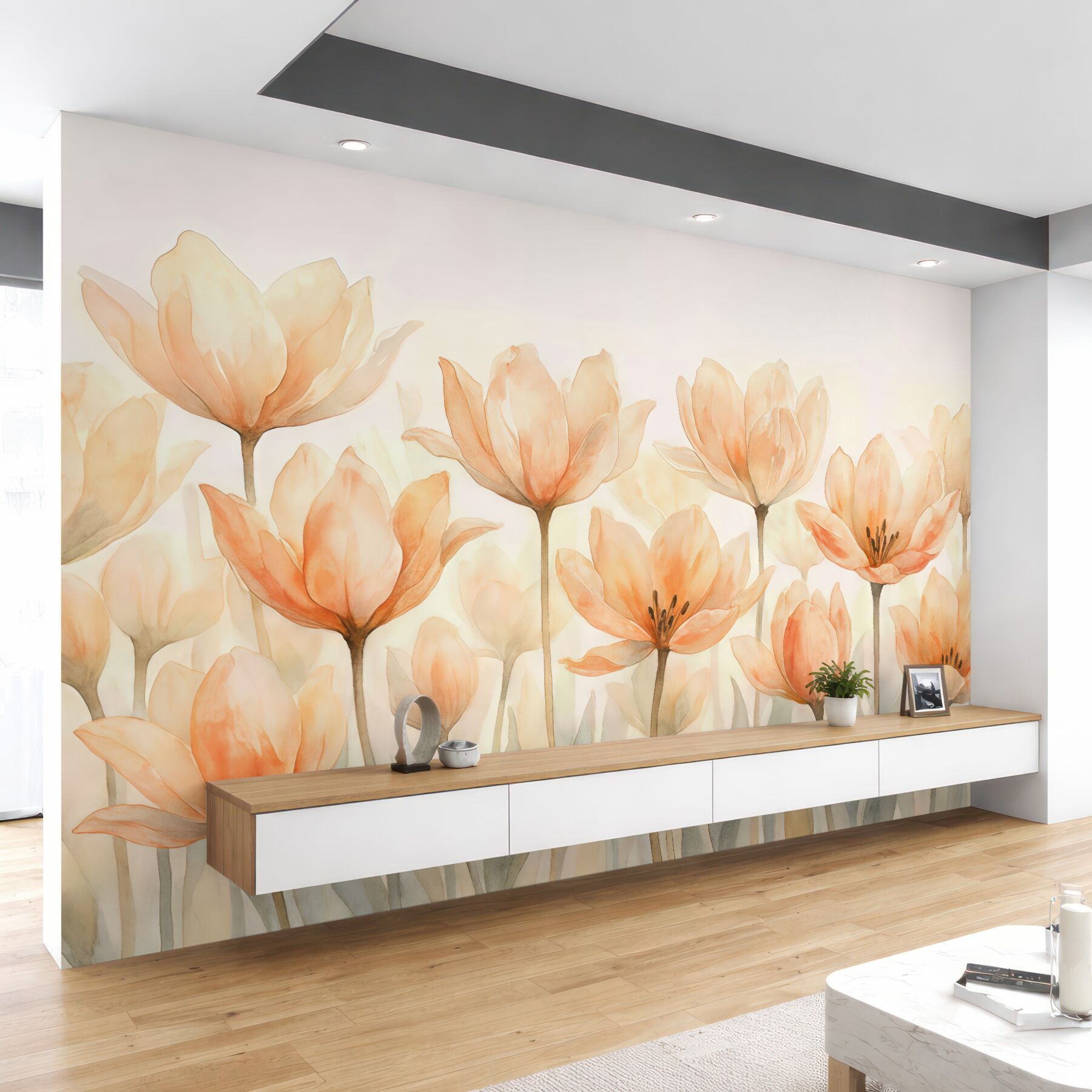 Fototapeta delikatne magnolie w pastelowej akwareli