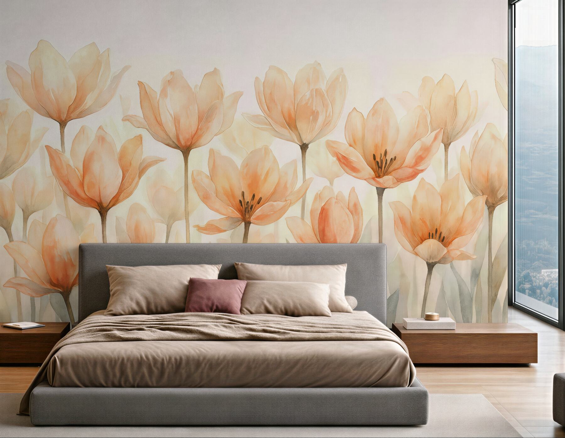 Fototapeta delikatne magnolie w pastelowej akwareli