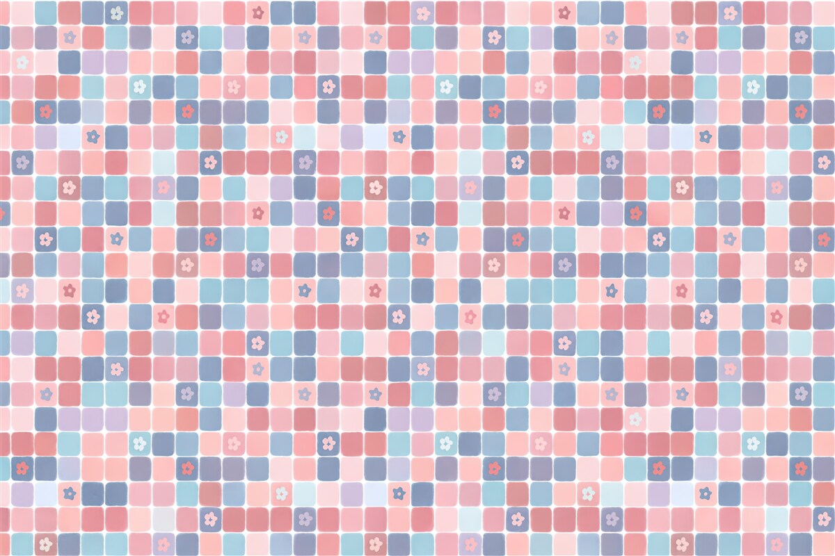 Fototapeta pastelowa mozaika w kwiatki