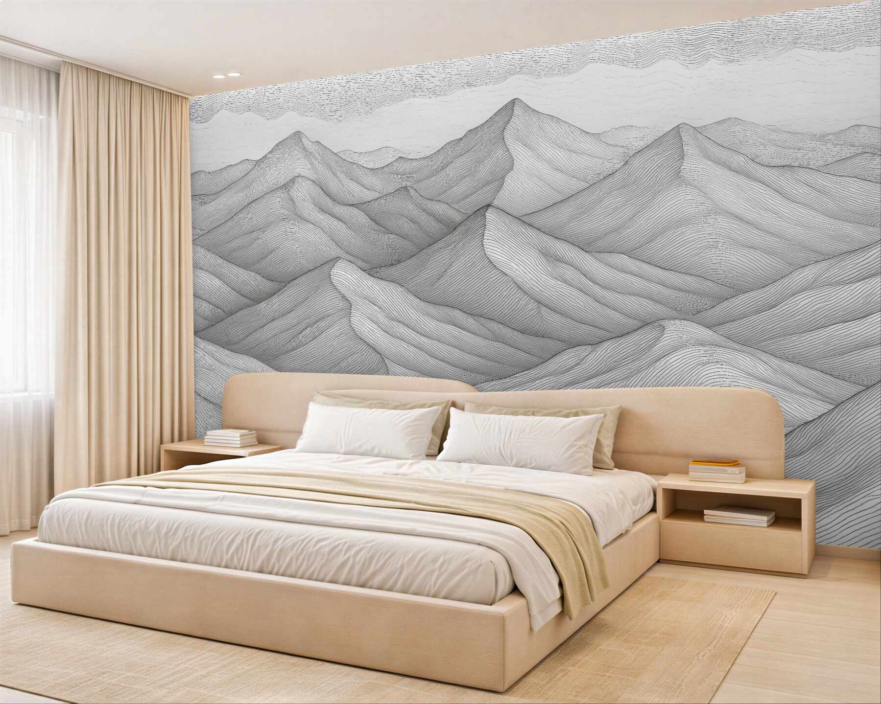 Fototapeta minimalistyczne górskie linie w szarości