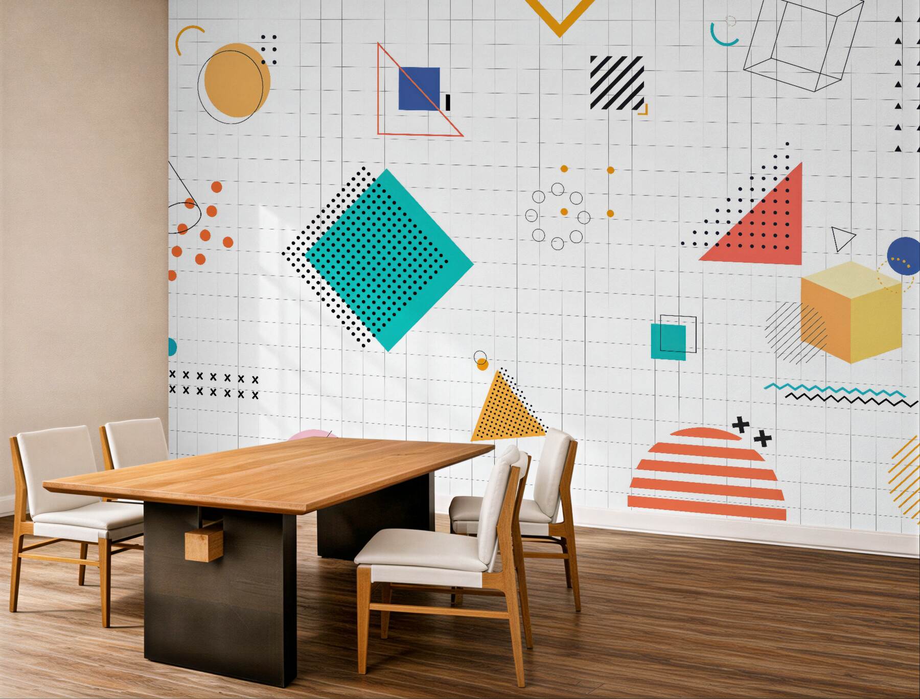 Fototapeta kolorowa geometria w stylu memphis