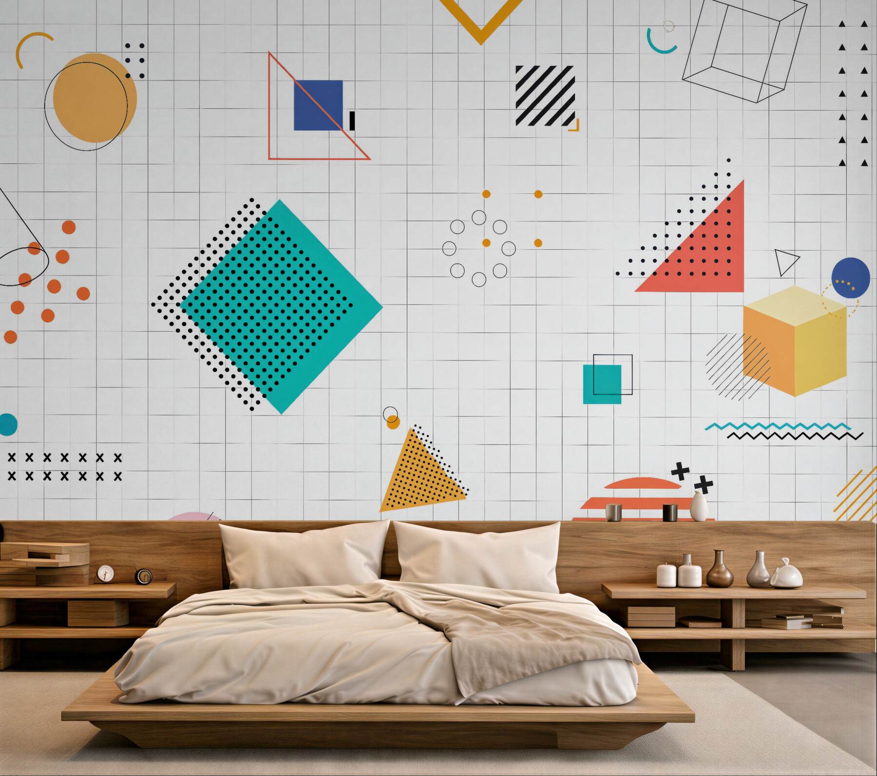 Fototapeta kolorowa geometria w stylu memphis