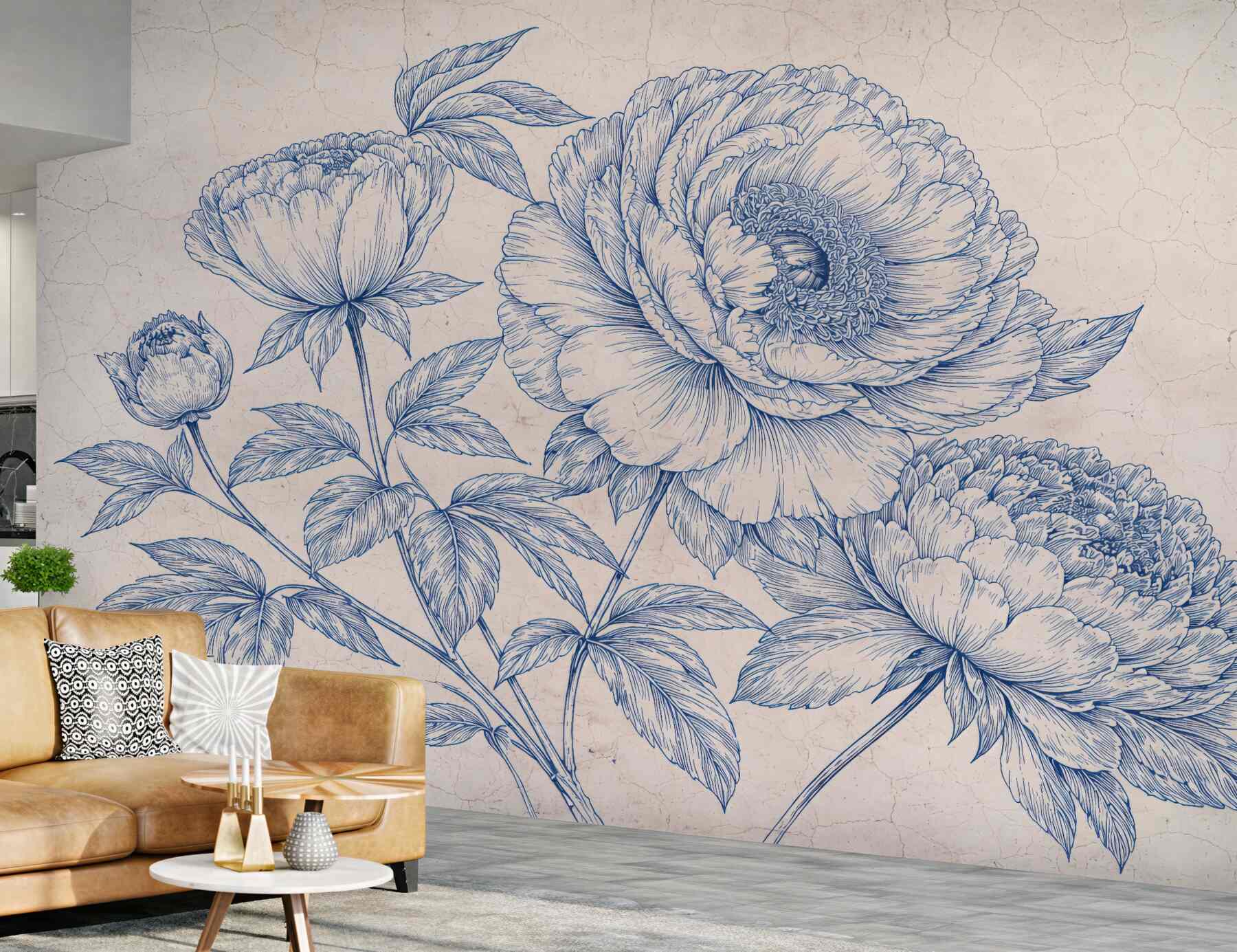 Fototapeta botaniczne piwonie w stylu vintage