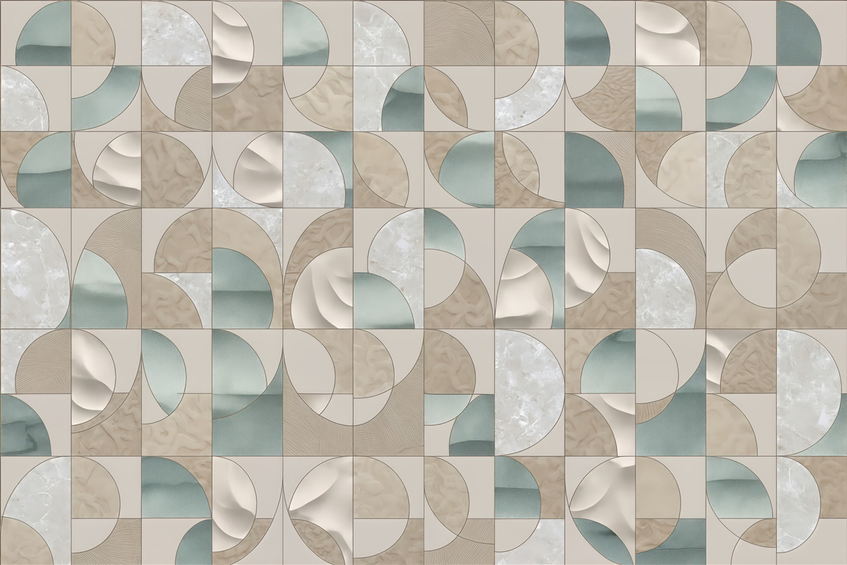 Fototapeta geometryczna mozaika w beżach i mięcie