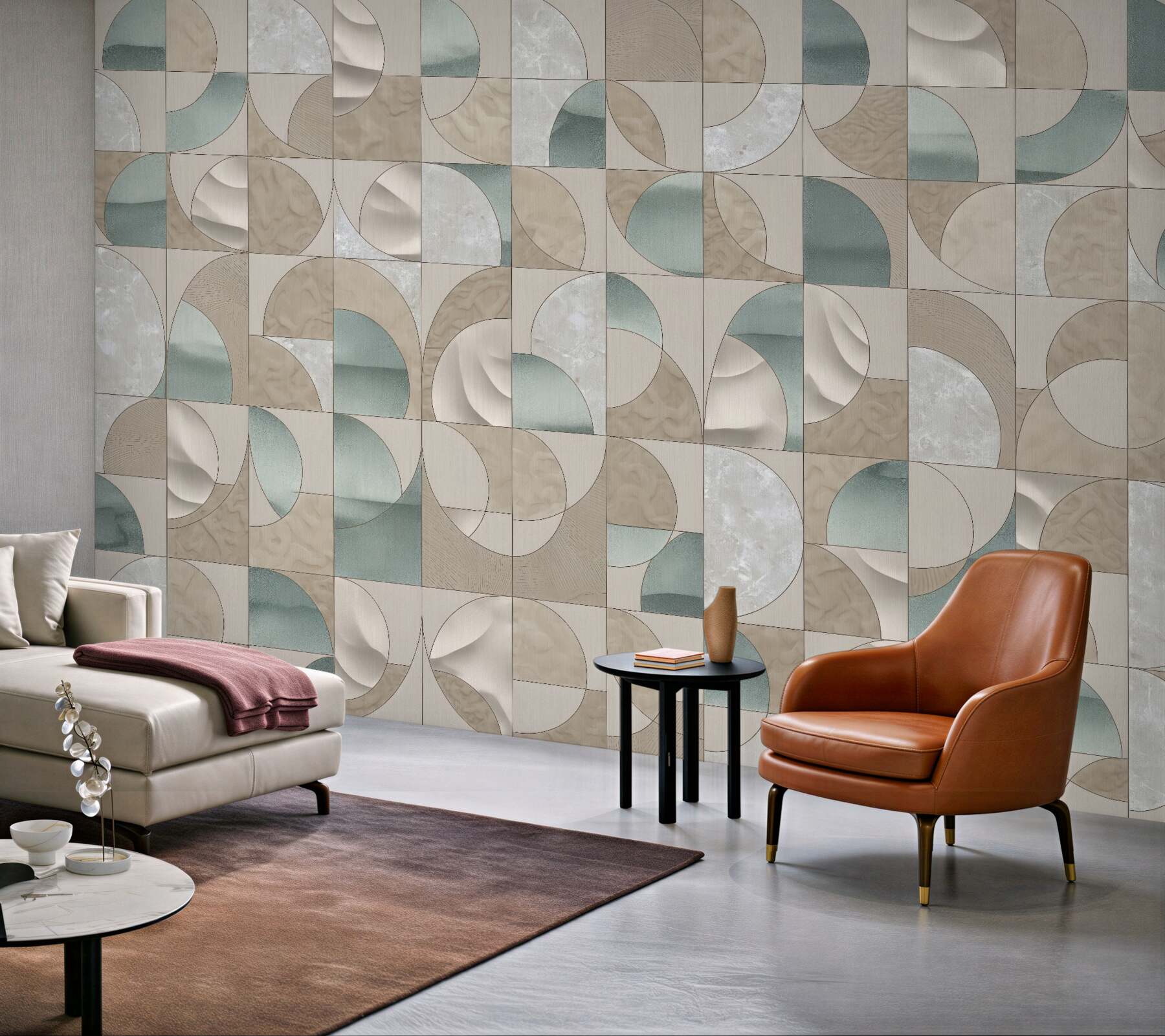 Fototapeta geometryczna mozaika w beżach i mięcie