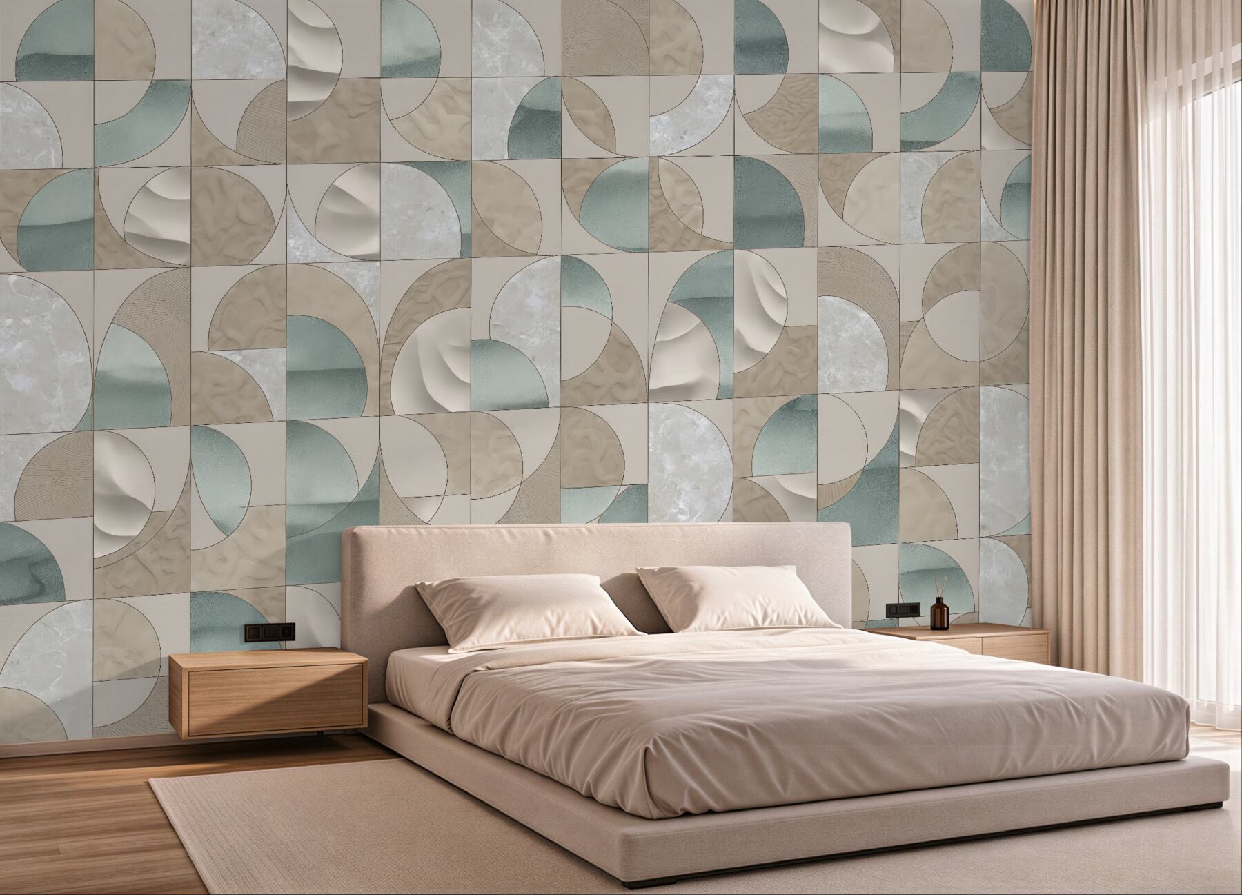 Fototapeta geometryczna mozaika w beżach i mięcie
