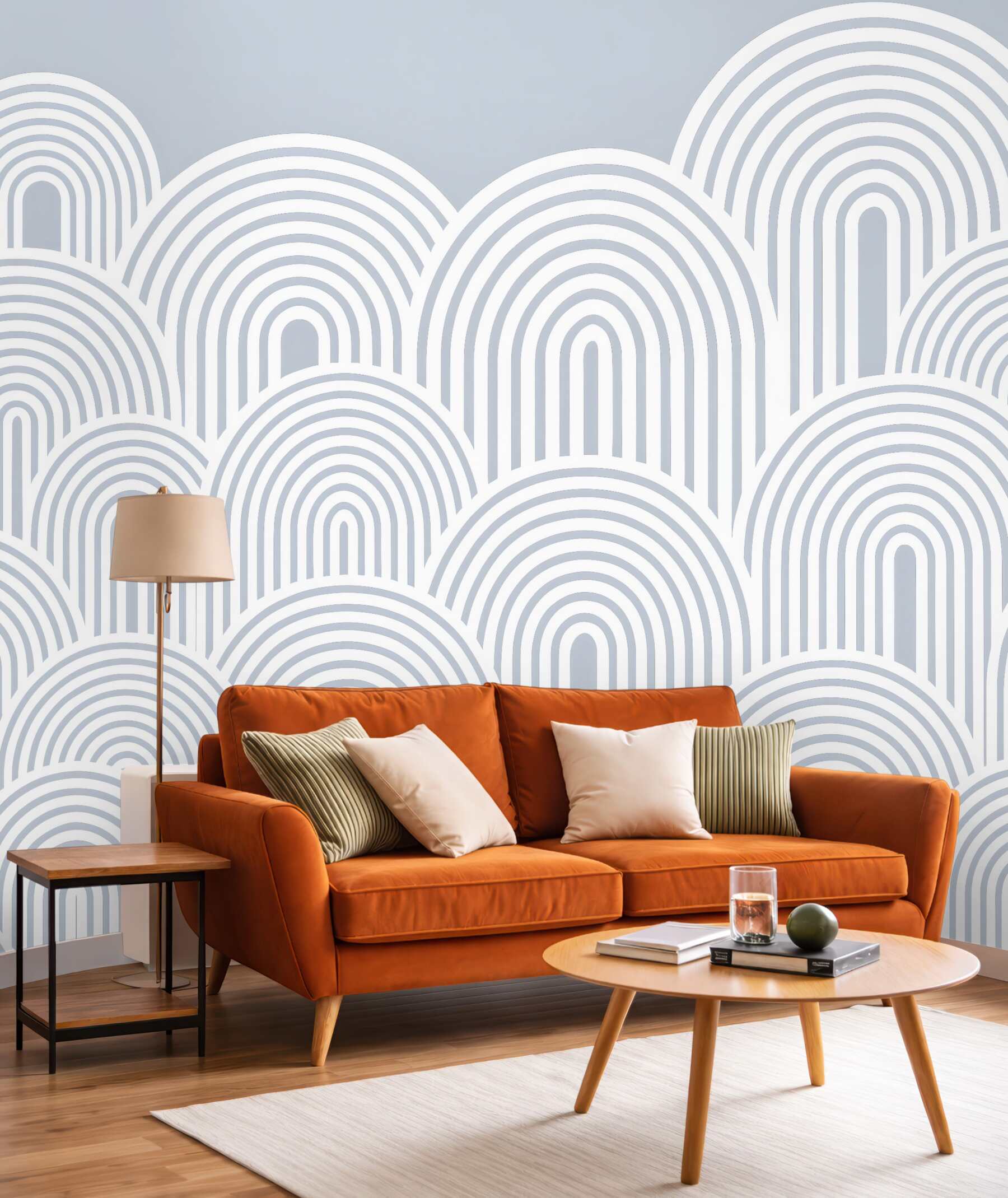 Fototapeta geometryczne łuki w jasnym błękicie