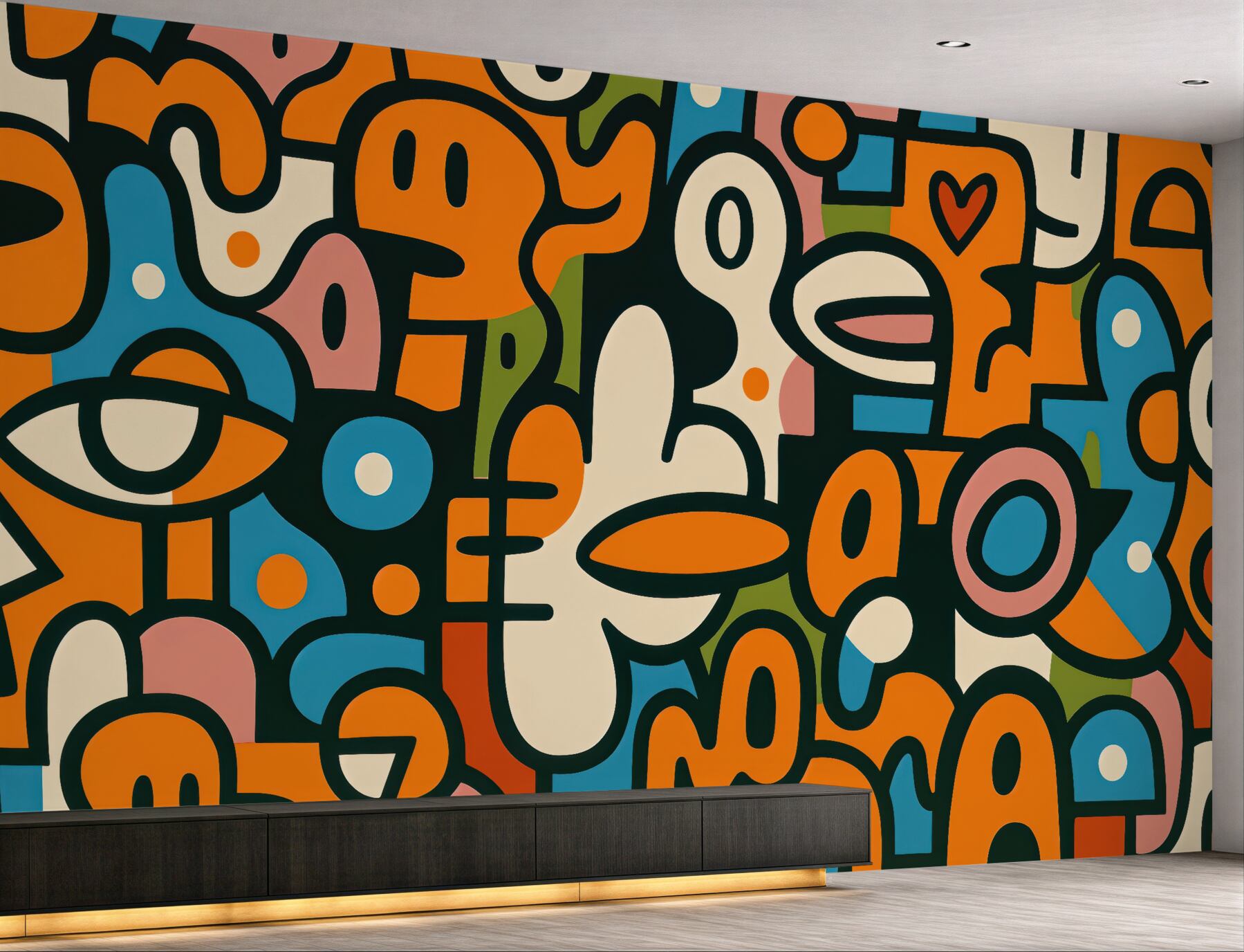 Fototapeta abstrakcyjny miejski graffiti w pomarańczu