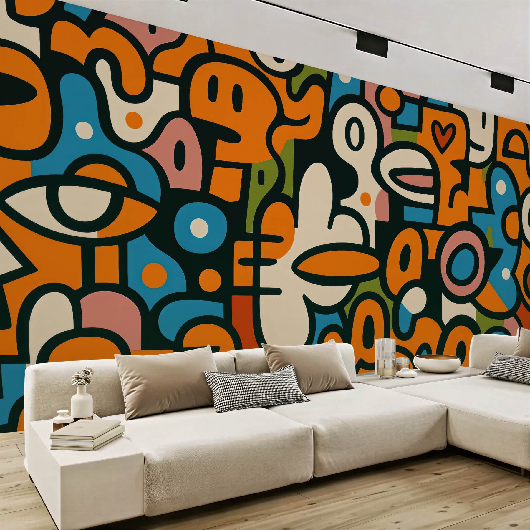 Fototapeta abstrakcyjny miejski graffiti w pomarańczu