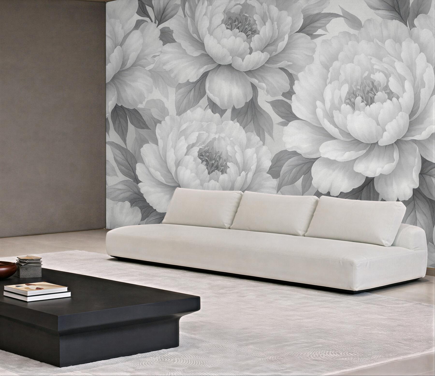 Fototapeta szare piwonie w eleganckim rozkwicie