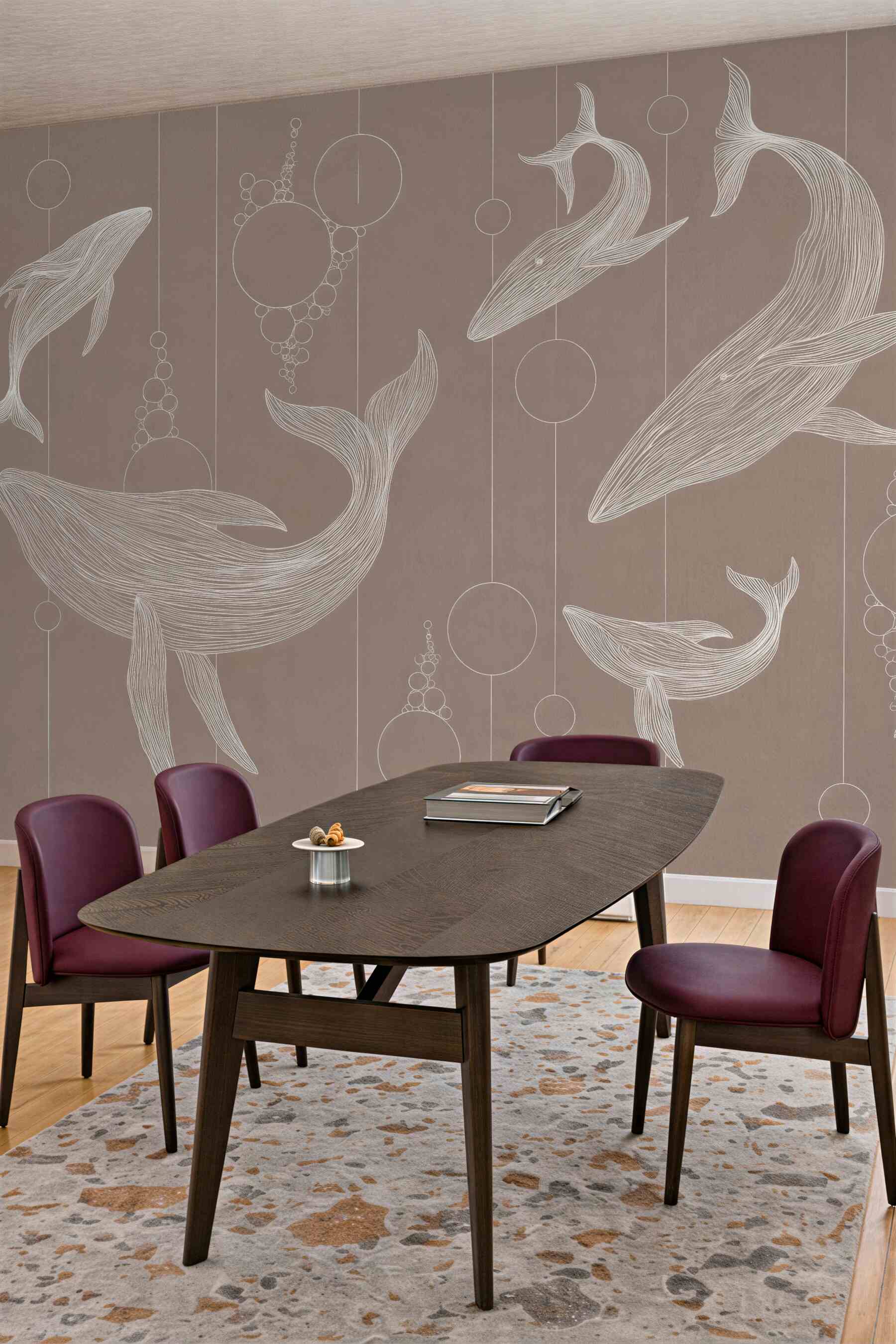 Fototapeta delikatne wieloryby w beżowej harmonii