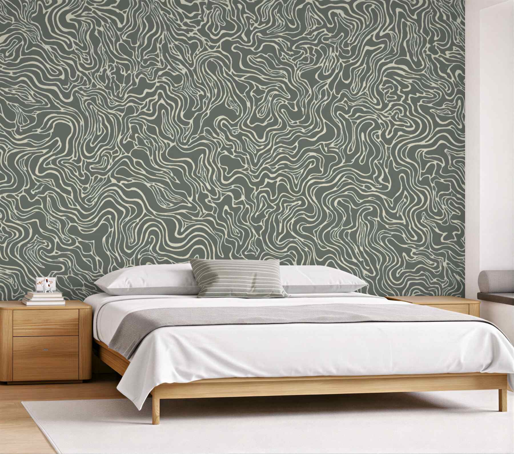 Fototapeta organiczne linie w szarej abstrakcji