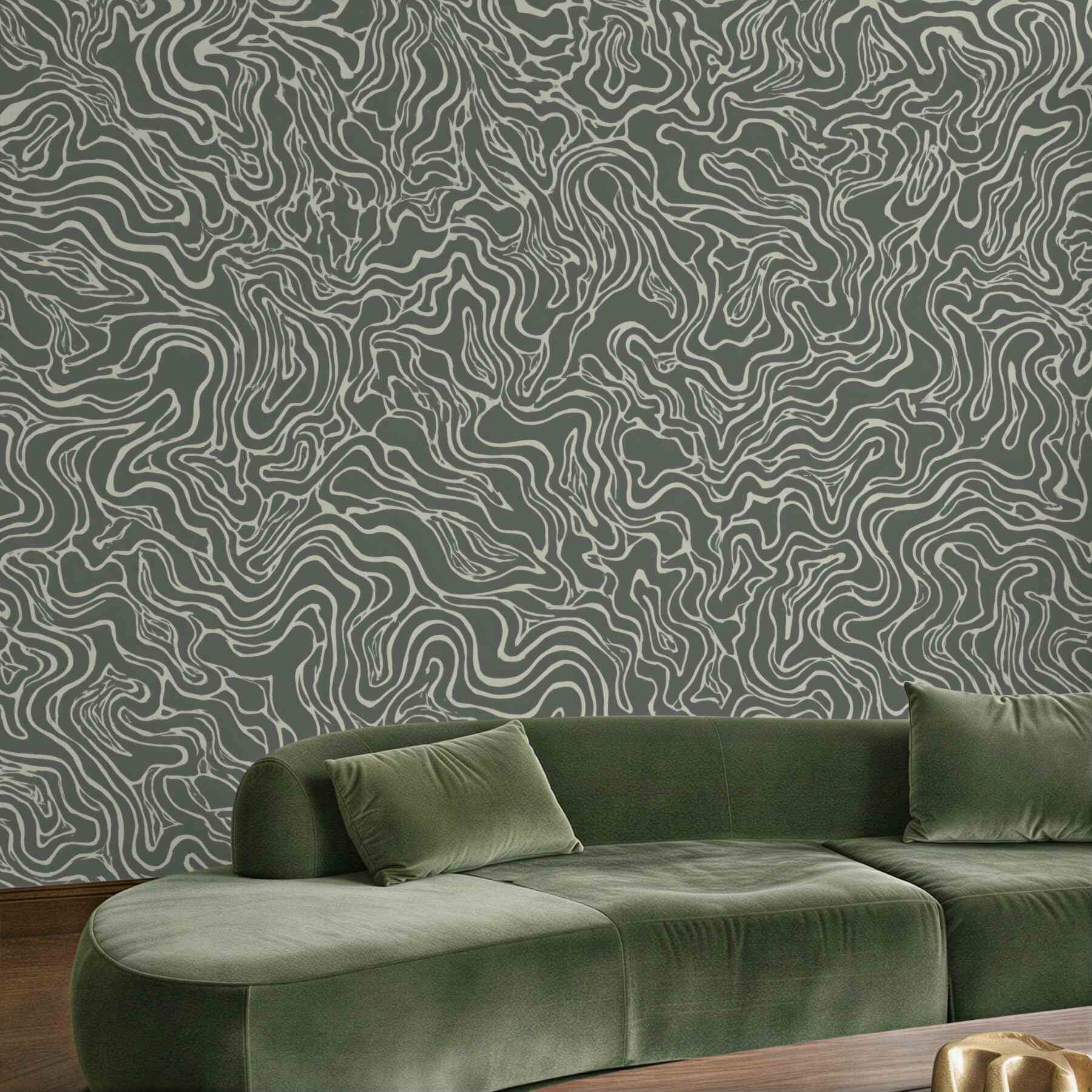 Fototapeta organiczne linie w szarej abstrakcji