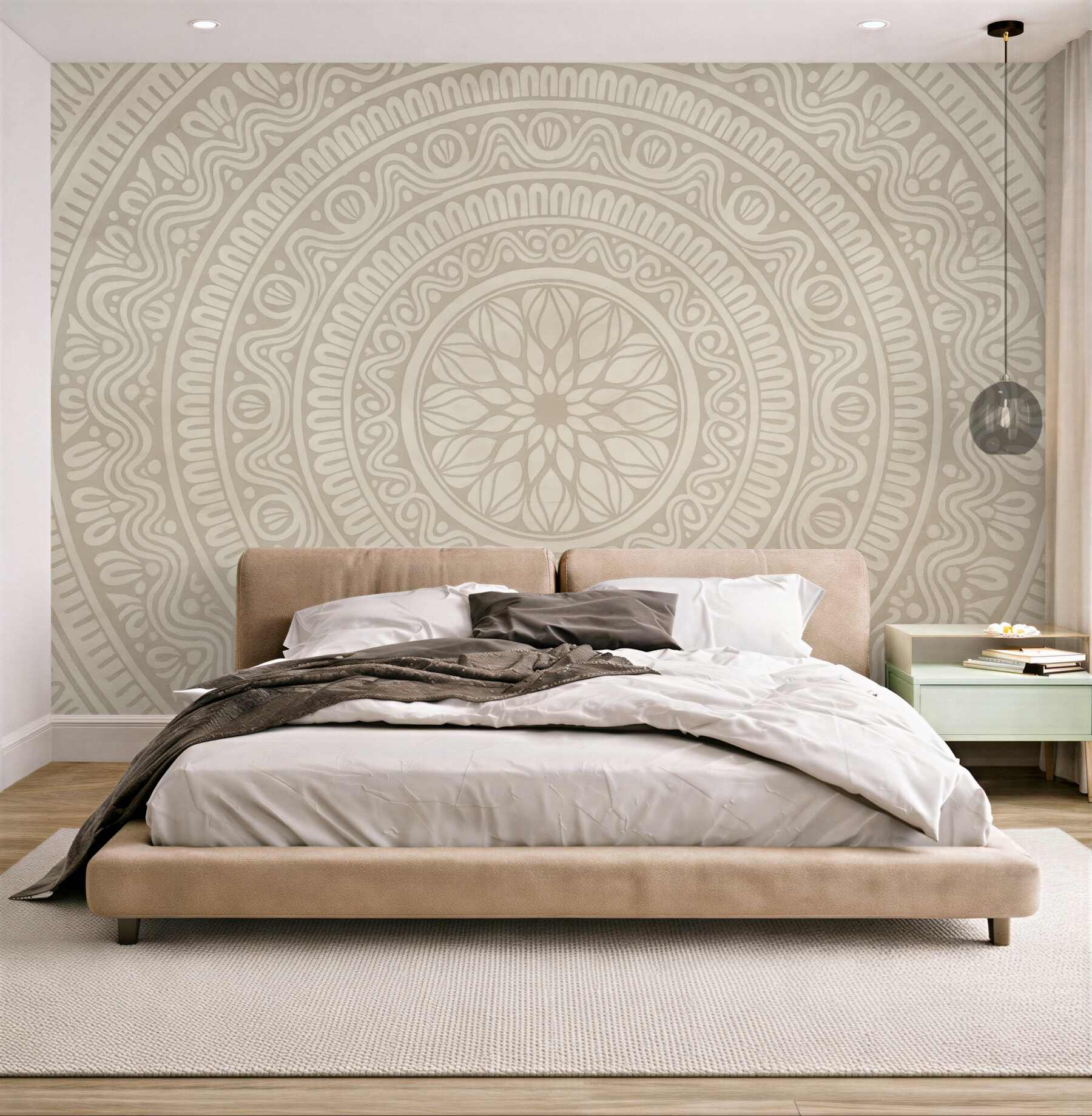 Fototapeta kremowa mandala w harmonijnym stylu