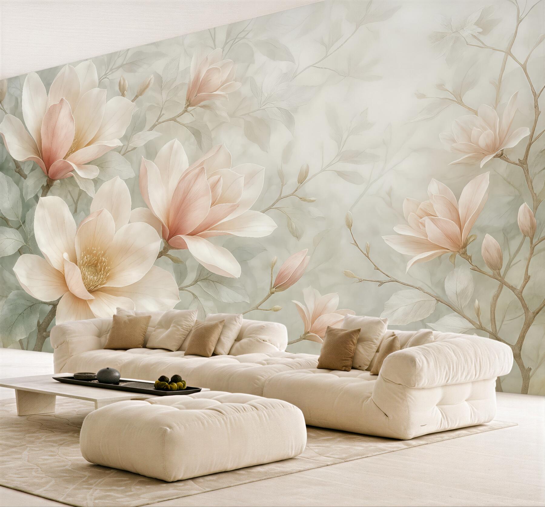 Fototapeta delikatne magnolie w pastelowej mgiełce