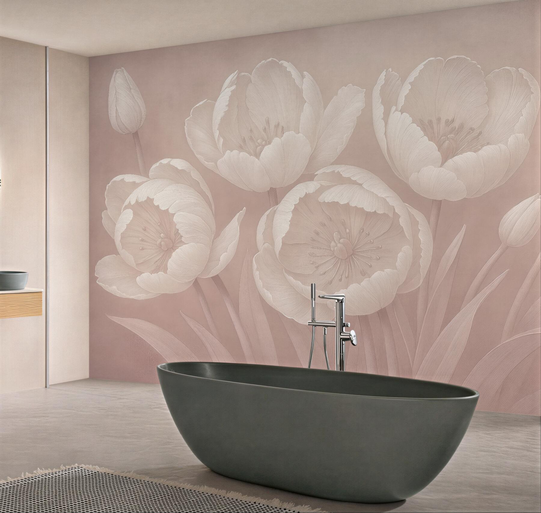 Fototapeta pudrowe tulipany w subtelnej elegancji