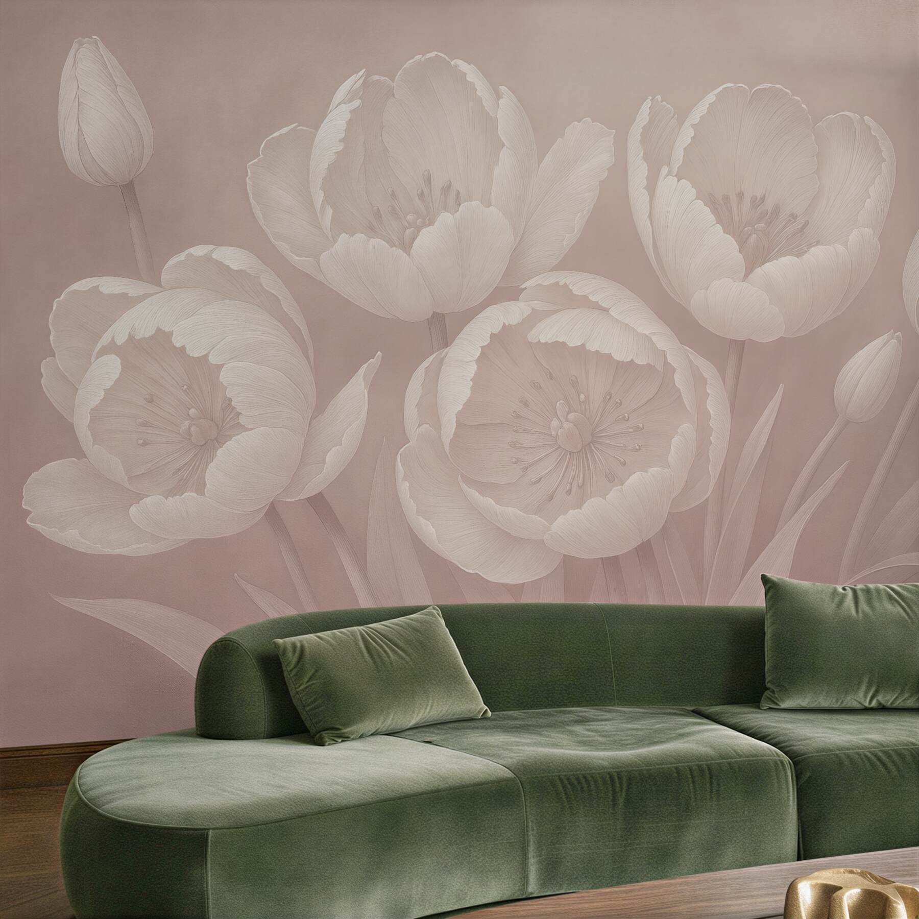 Fototapeta pudrowe tulipany w subtelnej elegancji