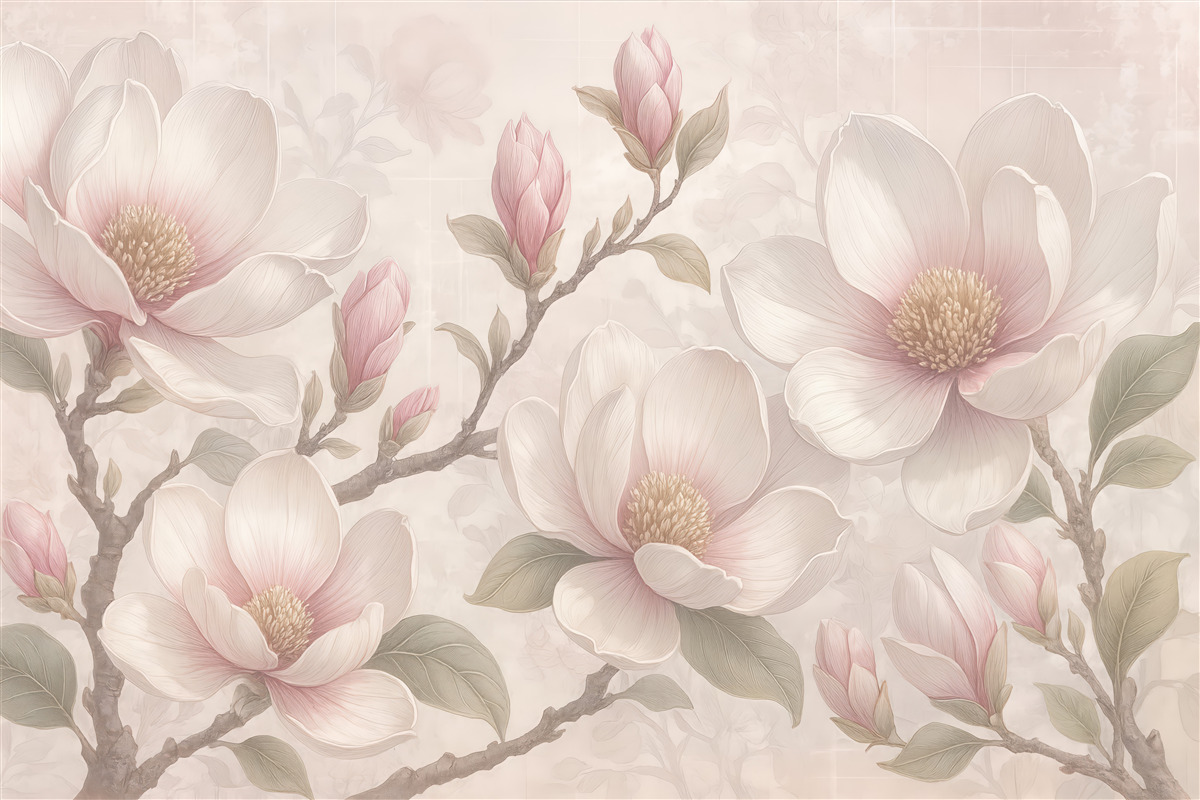 Fototapeta delikatne magnolie w pastelowym blasku