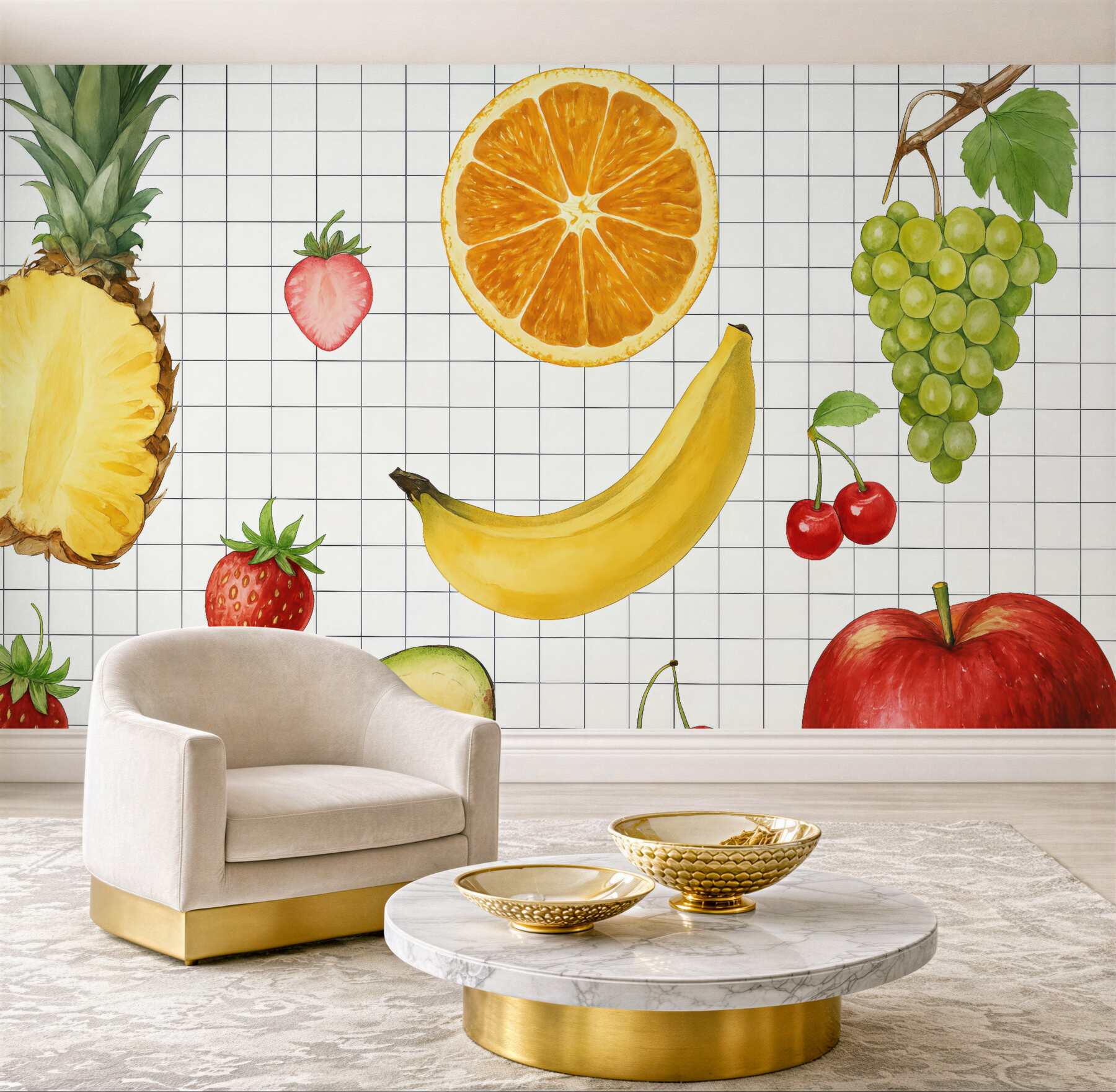 Fototapeta kolorowe owoce na kuchennej kratce
