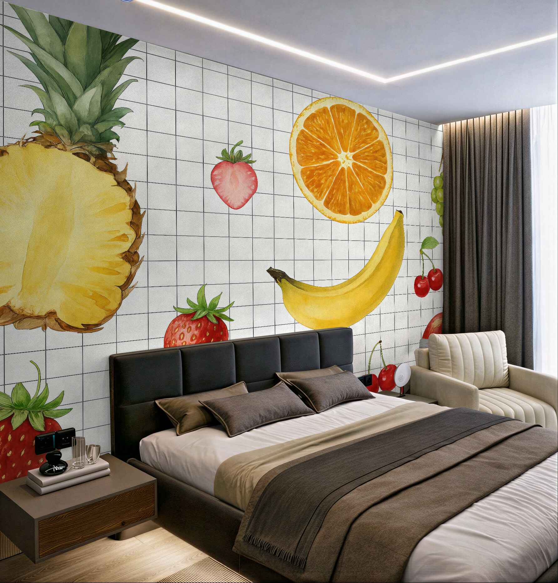 Fototapeta kolorowe owoce na kuchennej kratce