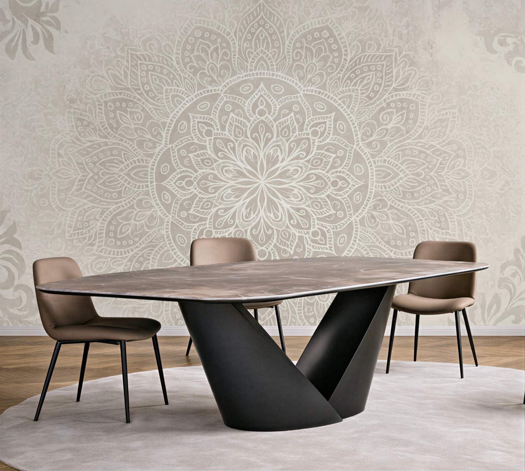 Fototapeta beżowa mandala w spokojnym stylu