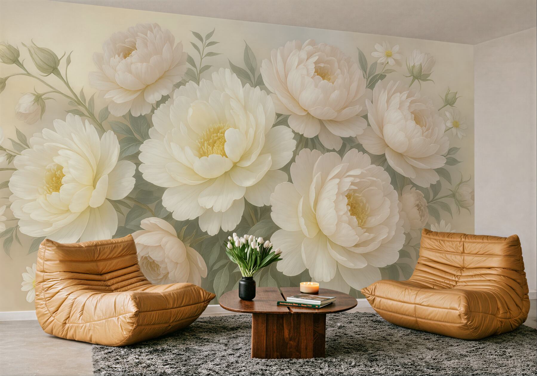 Fototapeta kremowe piwonie w romantycznym blasku