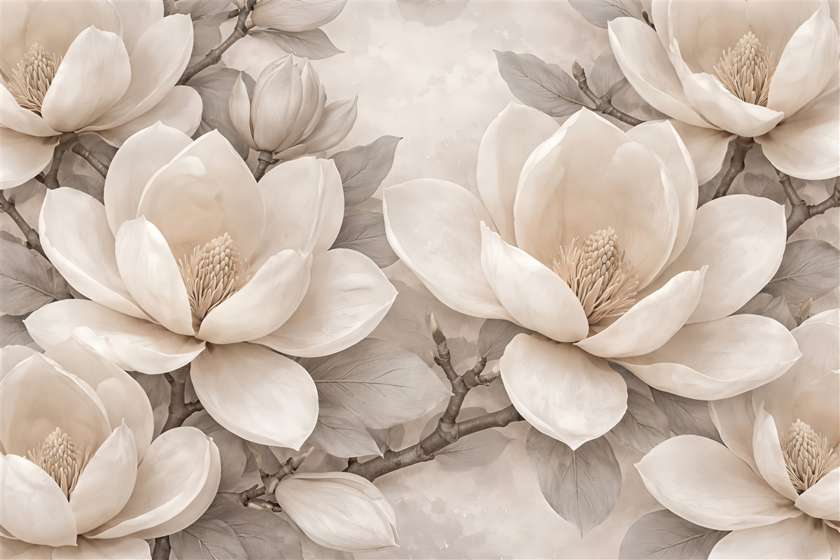 Fototapeta eleganckie magnolie w beżowej harmonii