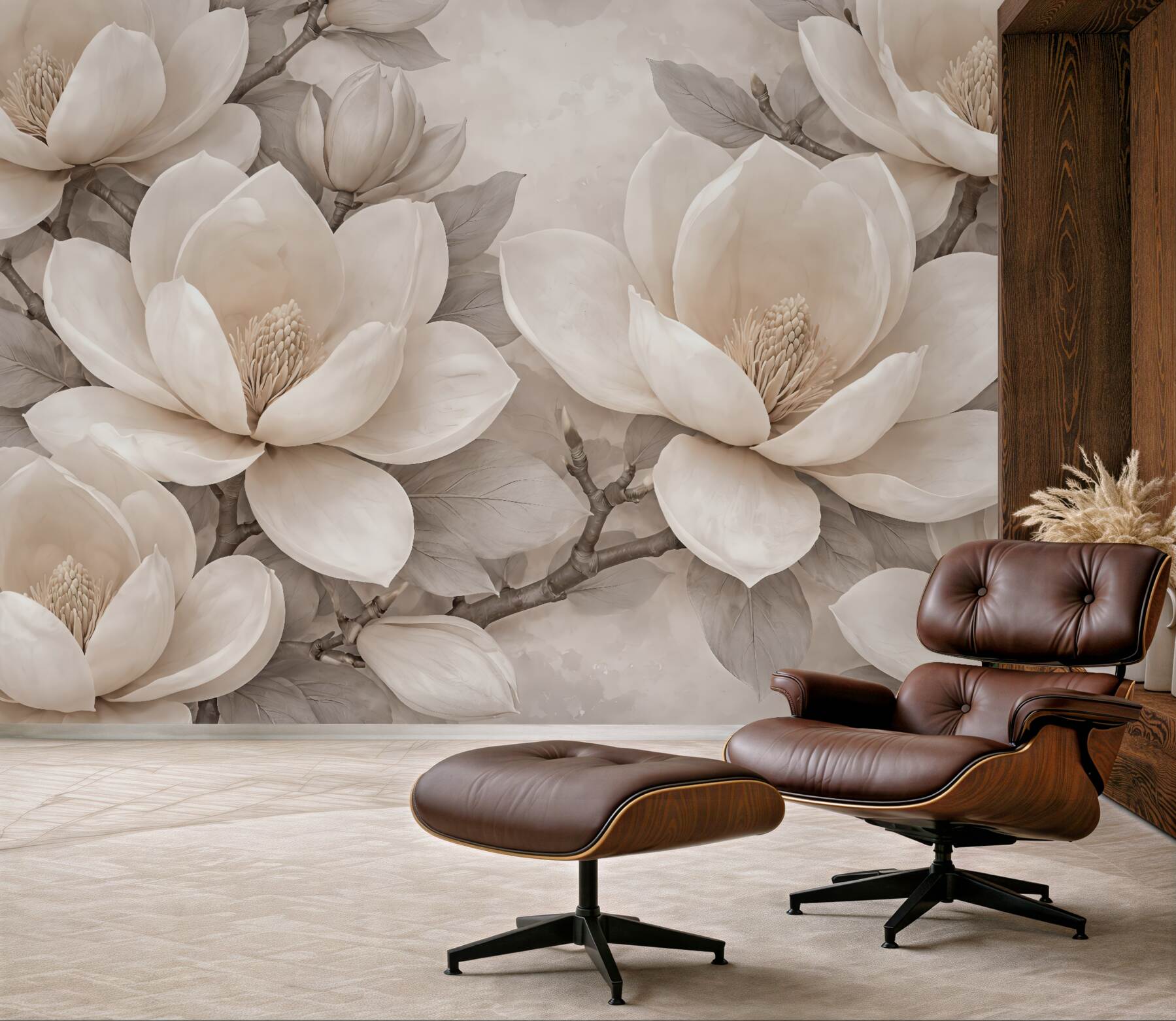 Fototapeta eleganckie magnolie w beżowej harmonii