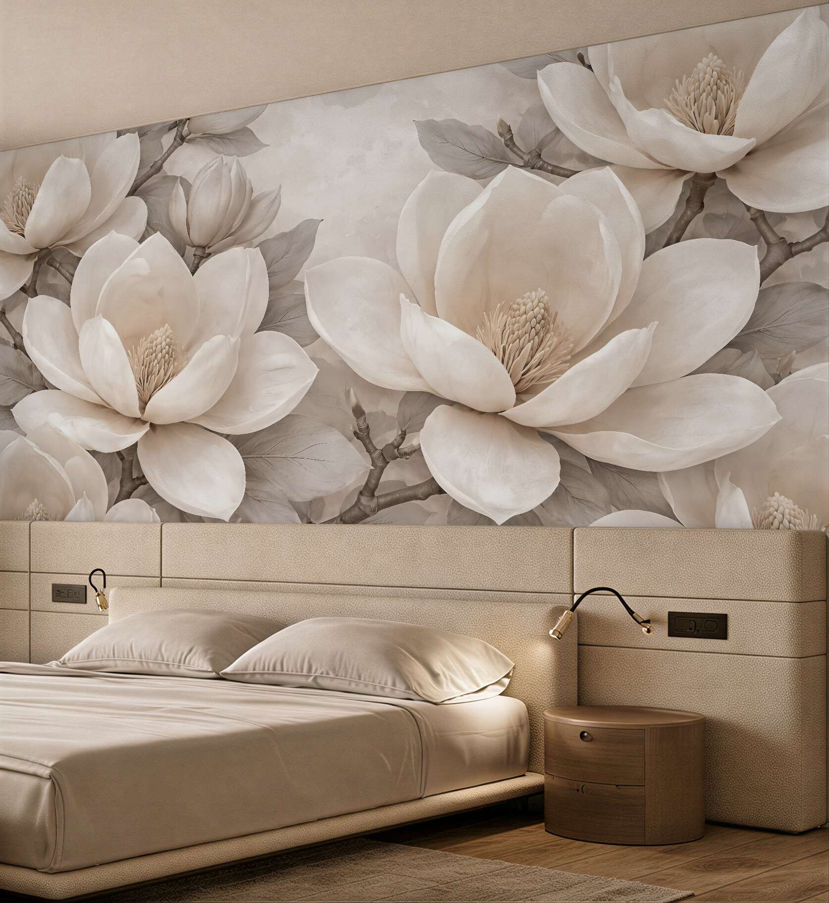 Fototapeta eleganckie magnolie w beżowej harmonii
