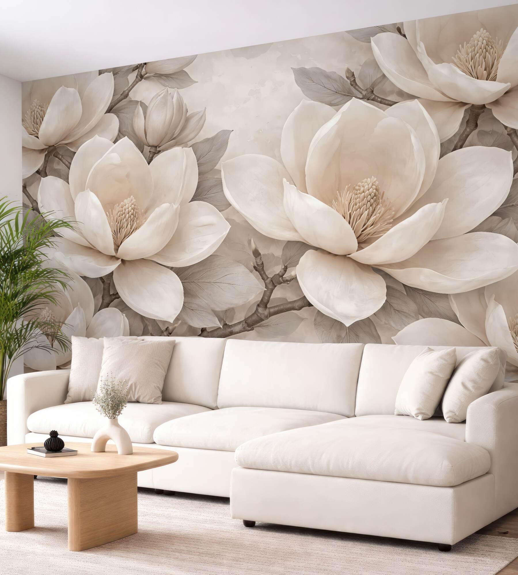 Fototapeta eleganckie magnolie w beżowej harmonii