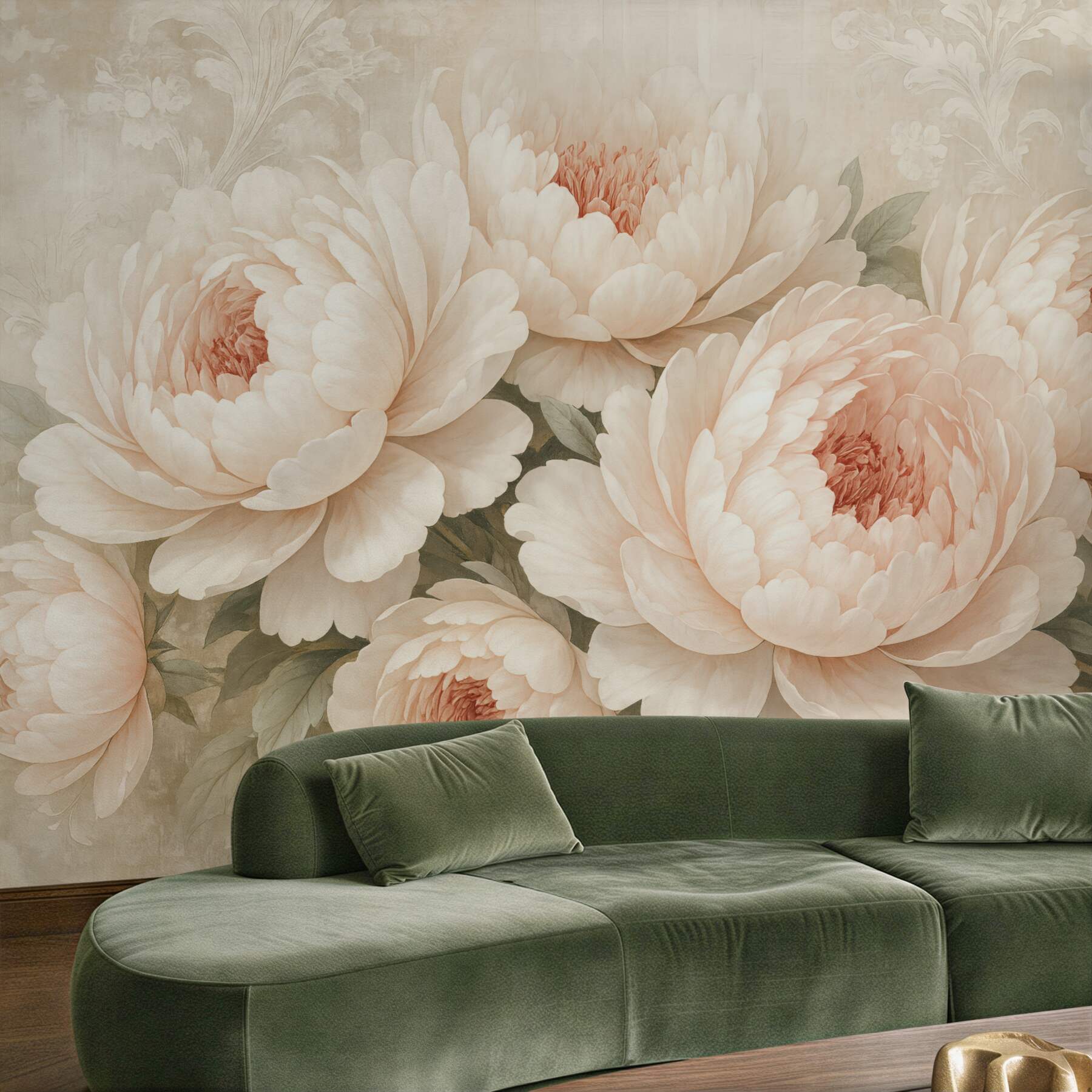 Fototapeta pudrowe piwonie w romantycznej elegancji