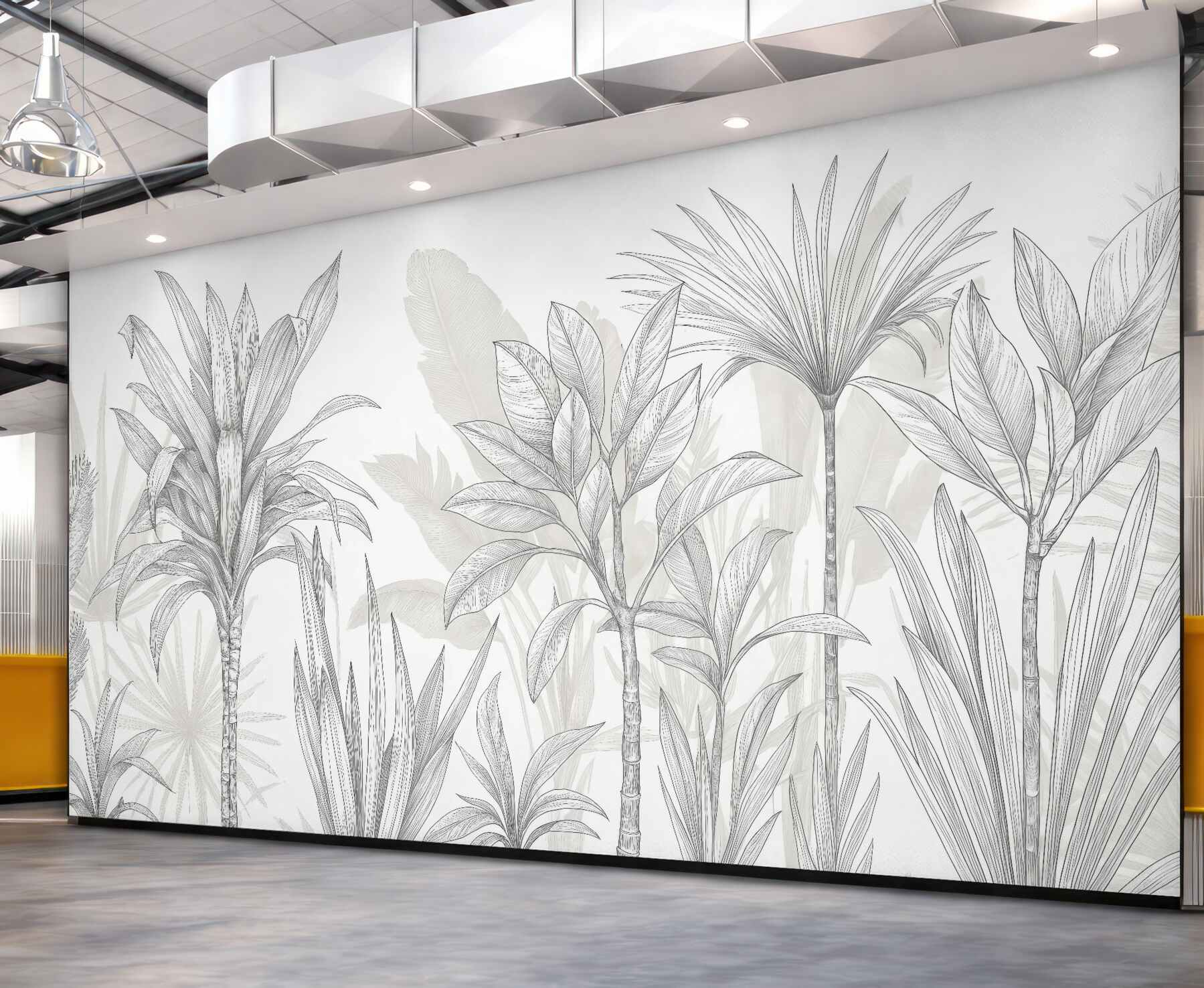 Fototapeta szkicowane palmy w minimalistycznym stylu