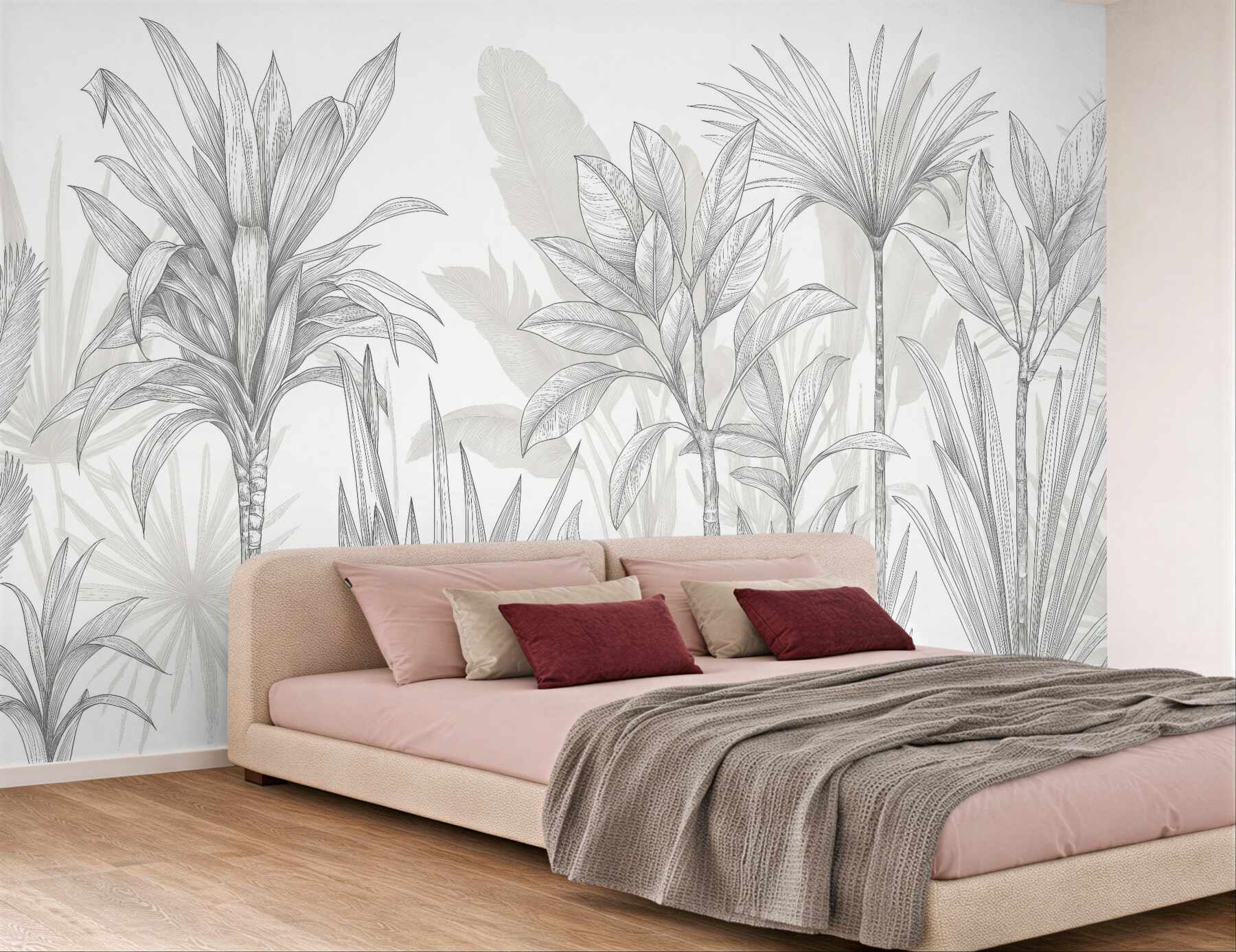 Fototapeta szkicowane palmy w minimalistycznym stylu