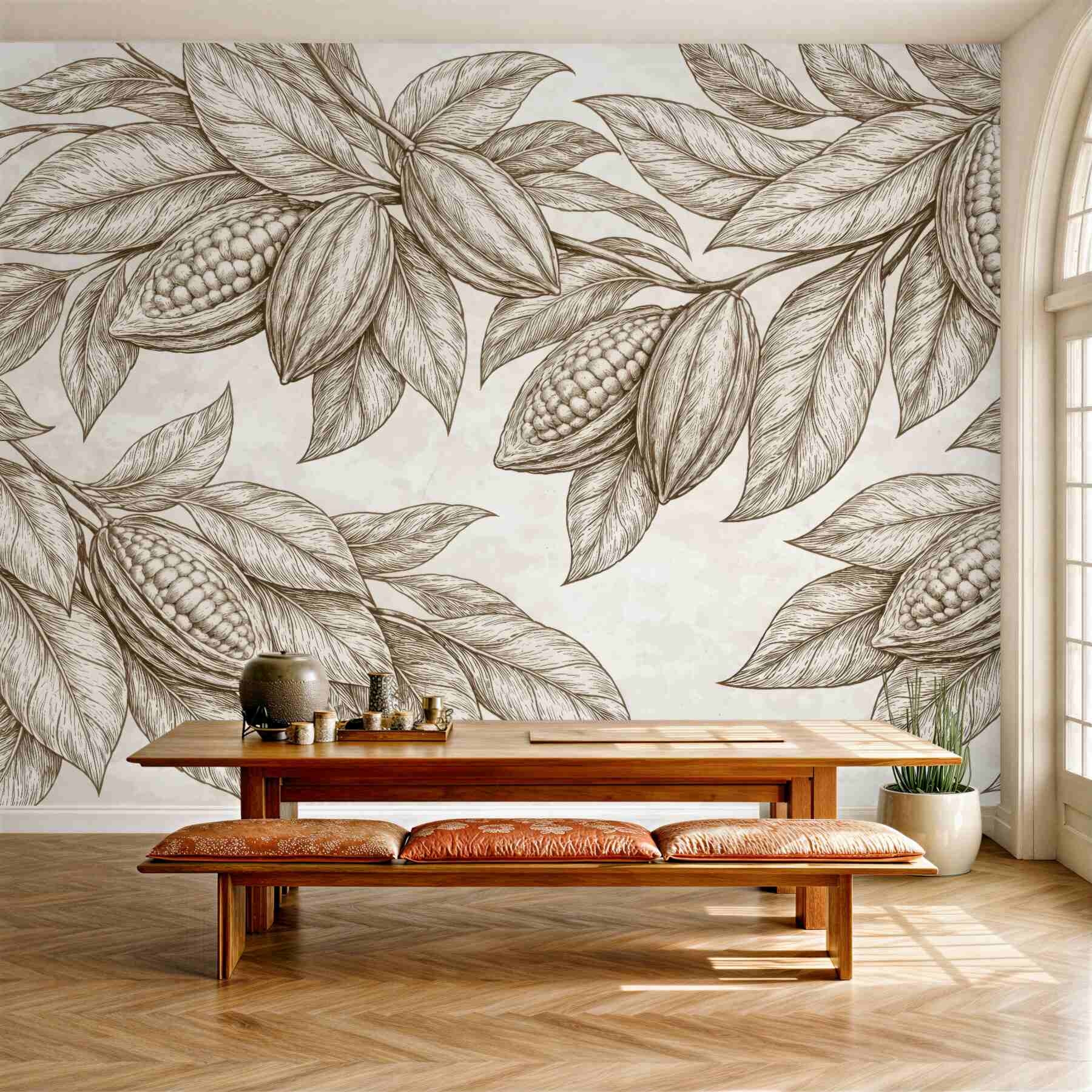 Fototapeta botaniczne kakao w sepiowej elegancji